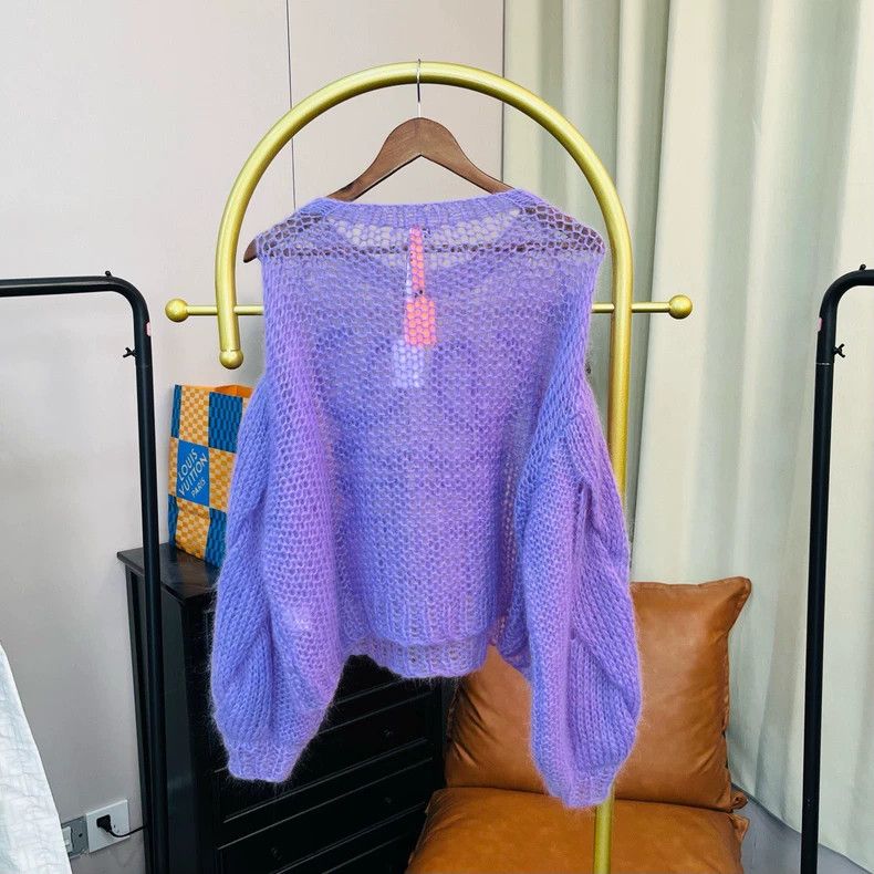 Loewe LOEWE Purple large logo openwork sweater Size XS / US 0-2 / IT 36-38 - 3 Thumbnail