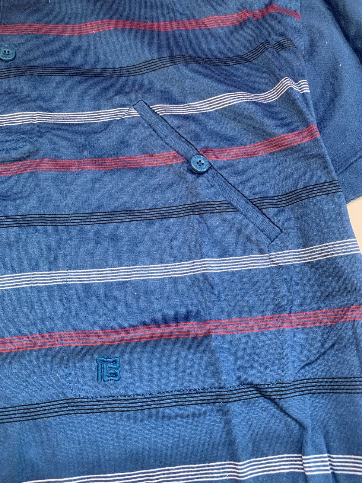 Balmain Vintage PIERRE BALMAIN Stripe Pocket Tee Shirt Size US M / EU 48-50 / 2 - 5 Thumbnail