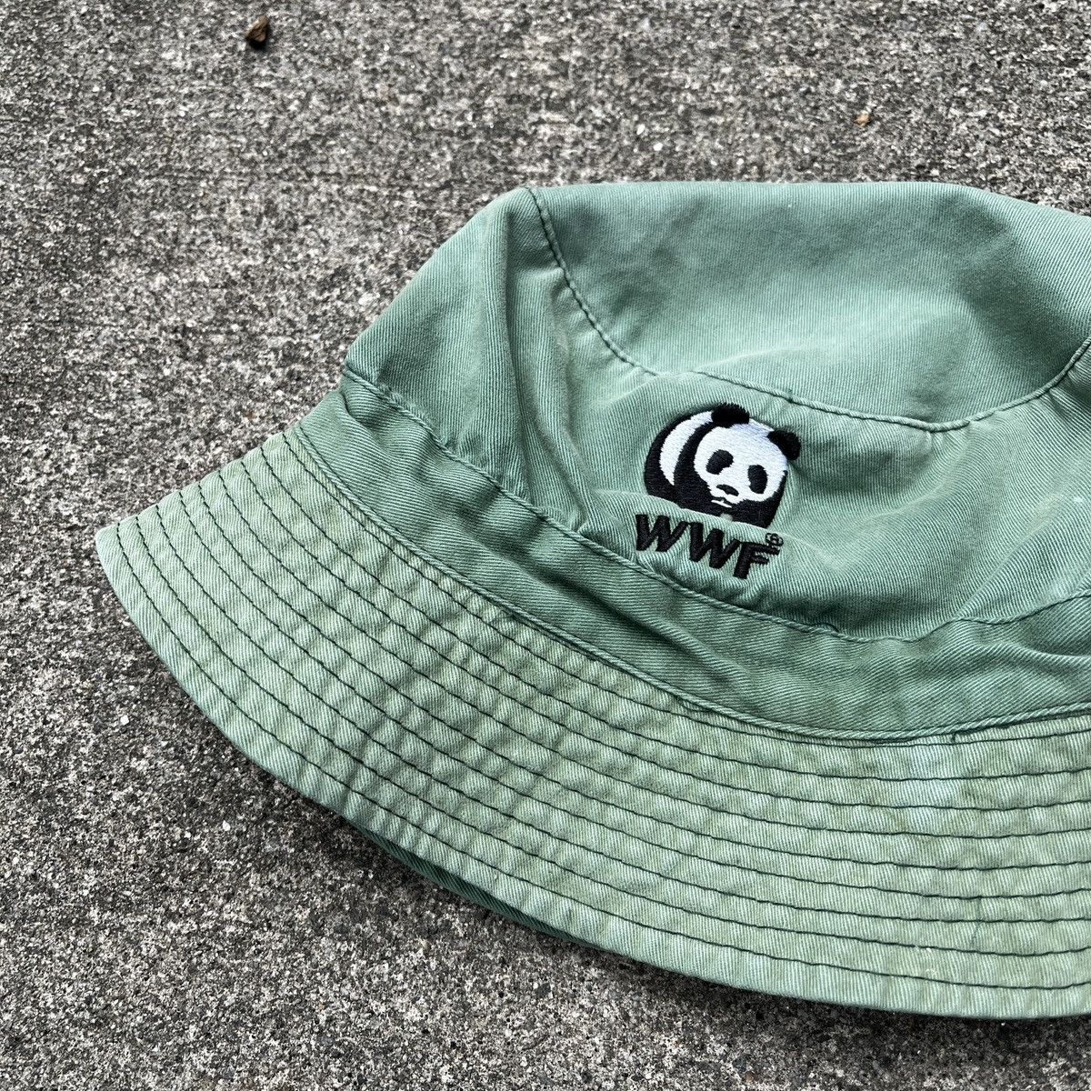 Vintage Vintage WWF Mint Green Sun Faded Bucket Hat Y2K Size ONE SIZE - 2 Thumbnail