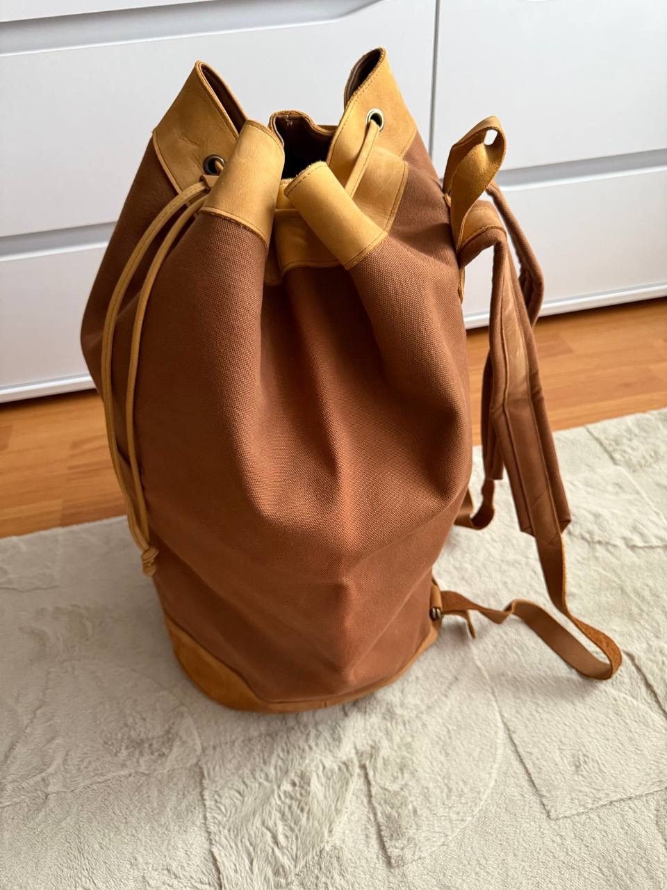 Marlboro Marlboro Brown Cotton Denim Backpack Bag With Leather insert Size ONE SIZE - 2 Thumbnail