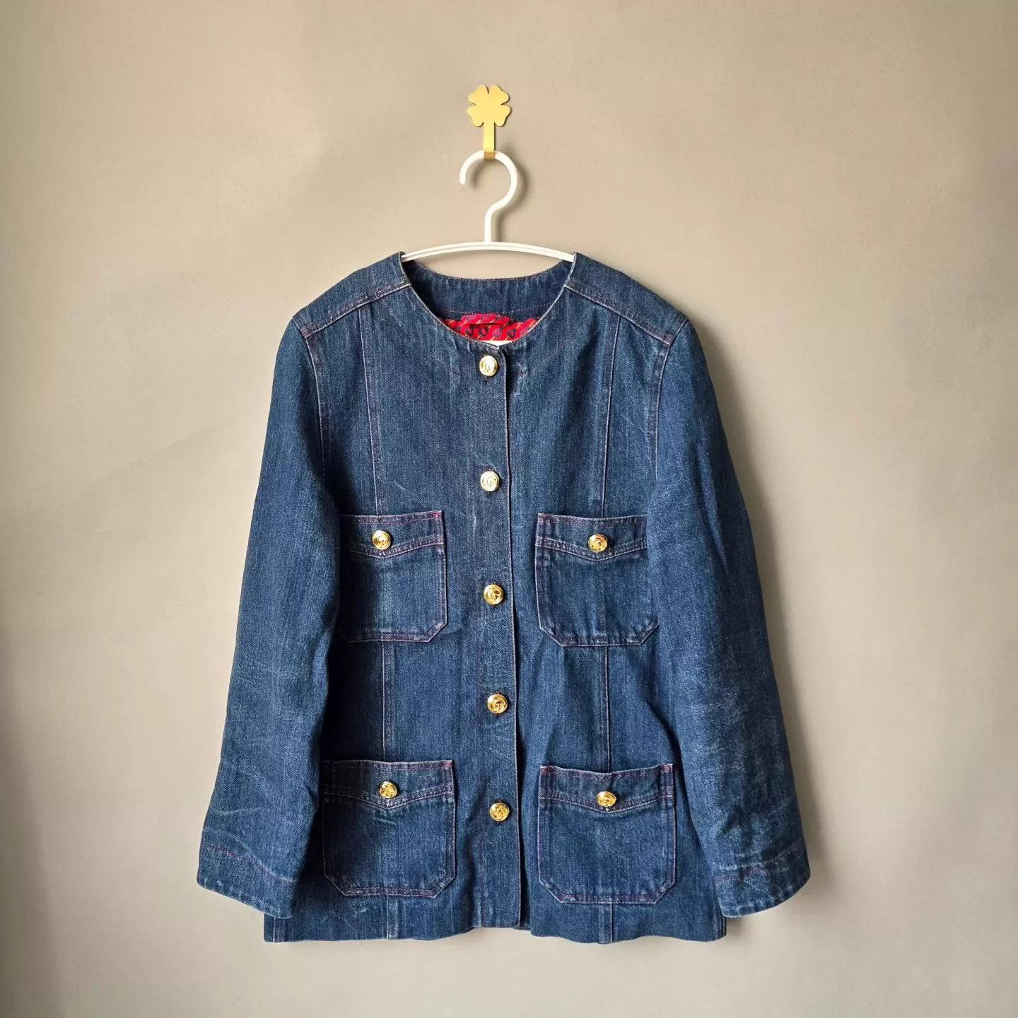 Gucci Gucci Blue 4-Pocket Crew Neck Denim Single-Breasted Jacket Size S / US 4 / IT 40 - 1 Thumbnail