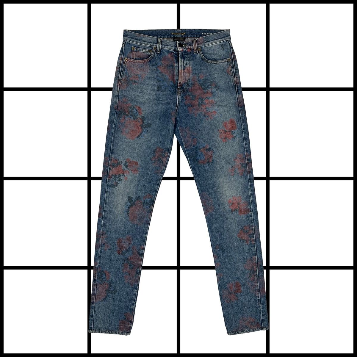|[ SS18 Saint Laurent Floral/Roses Print Slim Denim Jeans ]|