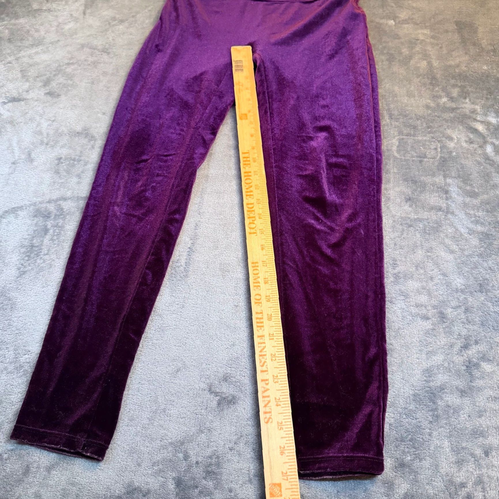 DKNY DKNY Velvet Leggings Womens Large Purple Stretch Velour Athleisure 28x27" Size 36" / US 14 / IT 50 - 6 Thumbnail