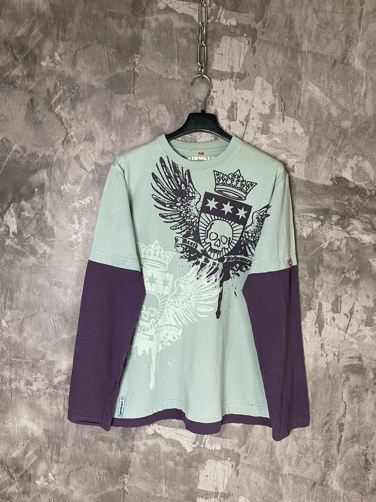 Vintage Crazy Y2K Airwalk Thermal Long Sleeve Tee Size US S / EU 44-46 / 1 - 1 Thumbnail