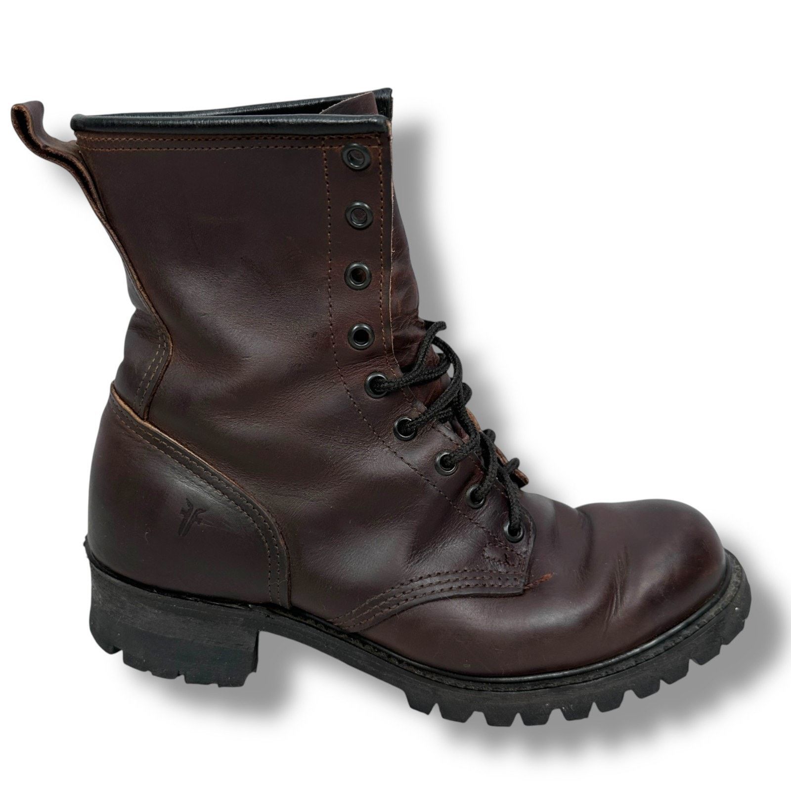 Frye Combat Boots Men M Brown Leather Round Toe Lace Up