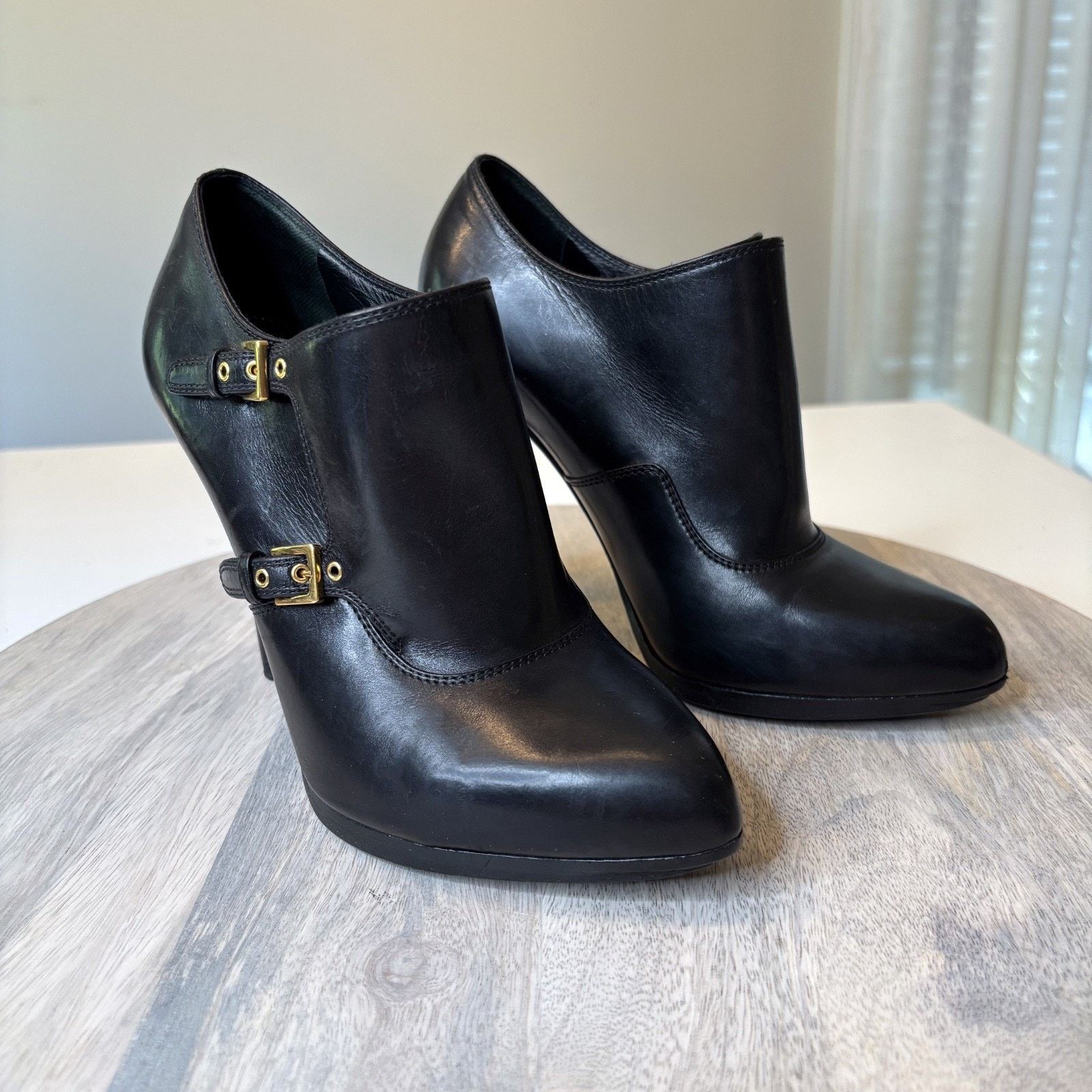 Tom Ford Tom Ford Black Leather High Heel Booties EU Sz 37 US 6.5 Size US 6.5 / IT 36.5 - 1 Thumbnail