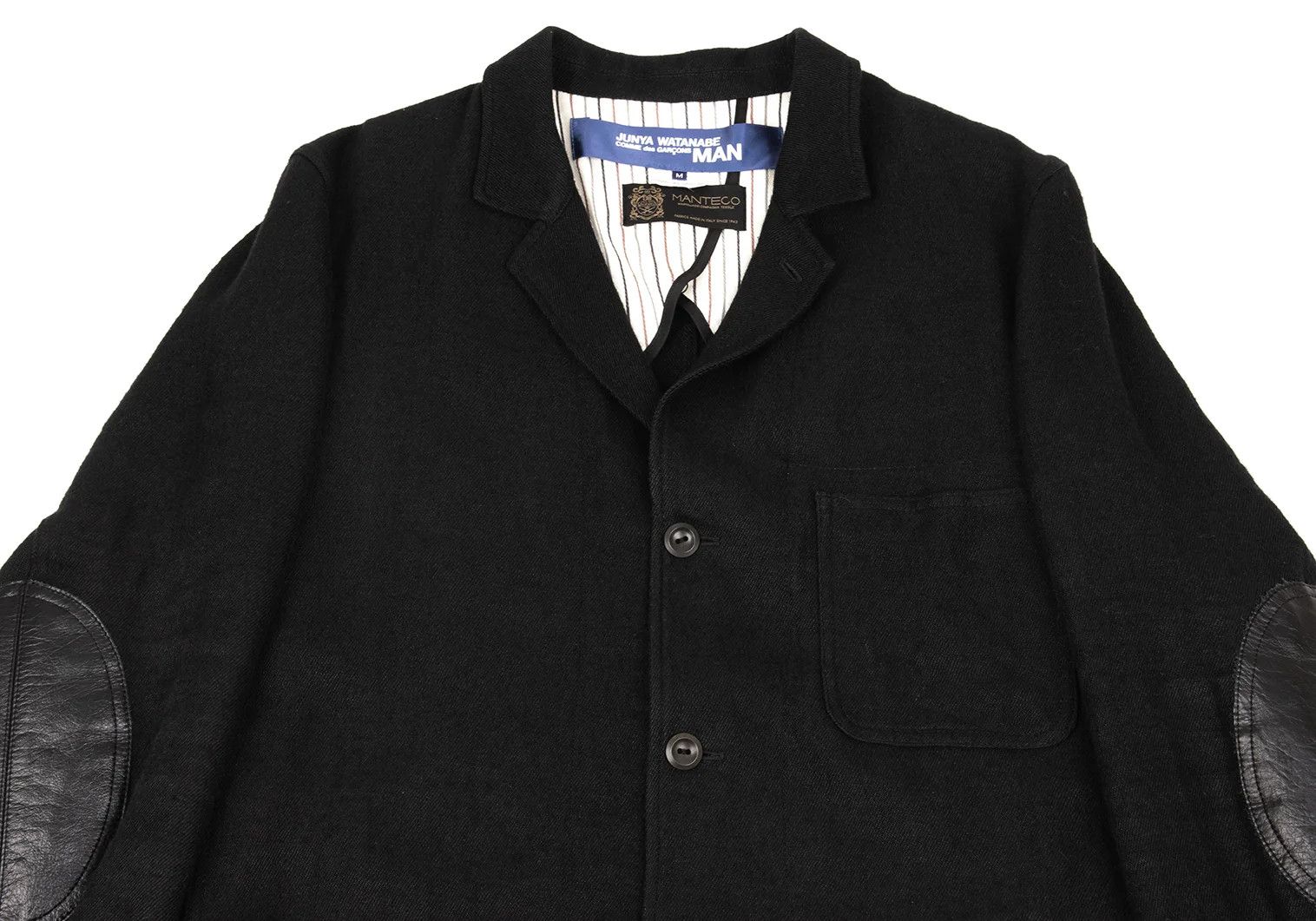 Junya Watanabe Wool-Linen Chester Coat with Elbow Patches in Black, Size M Size US M / EU 48-50 / 2 - 2 Thumbnail