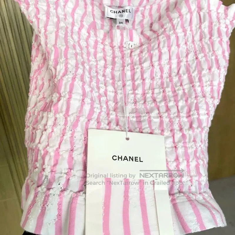 Chanel Chanel Pink Striped Sleeveless Summer Top . Size S / US 4 / IT 40 - 7 Thumbnail