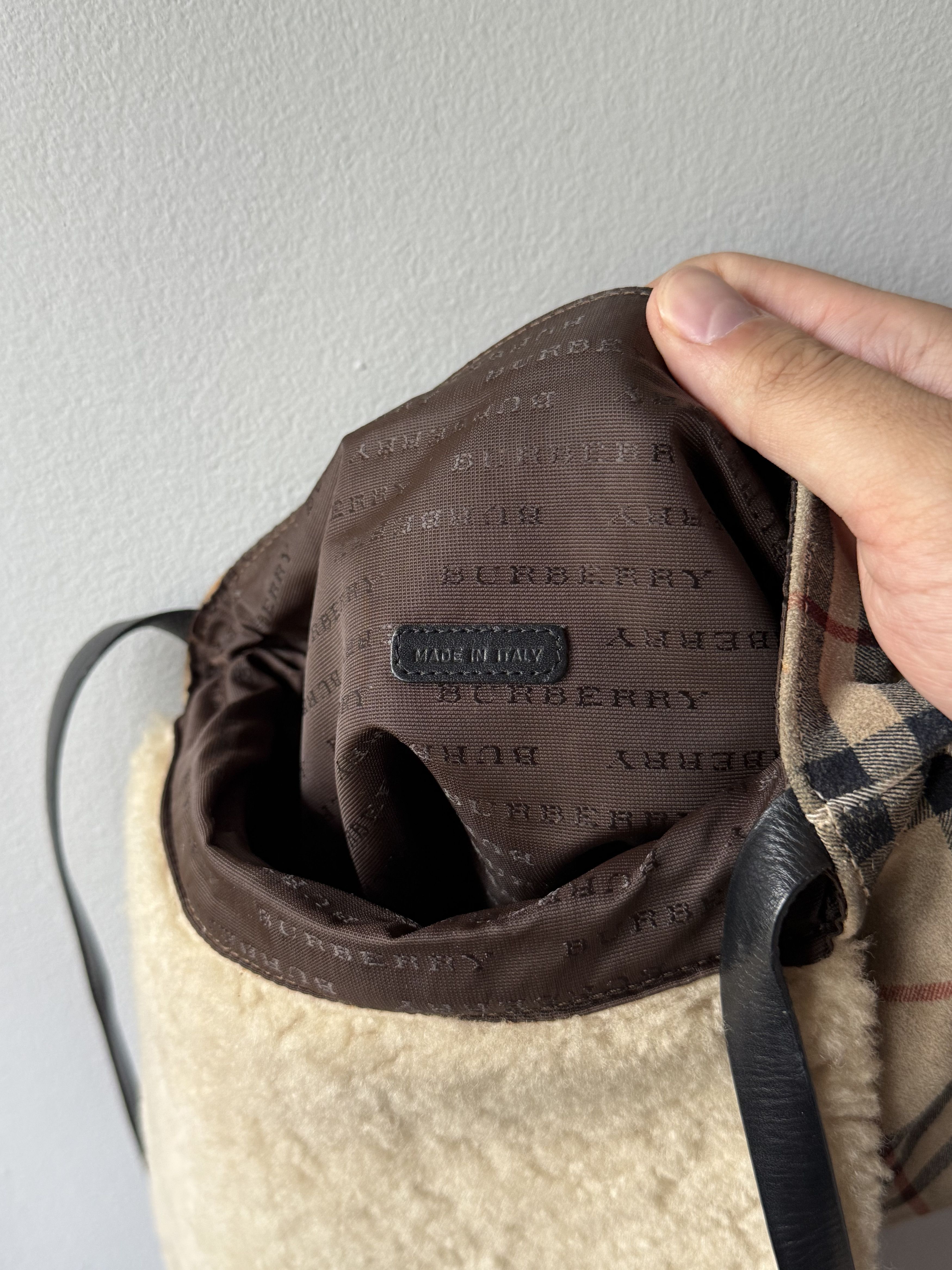 Burberry Burberry Nova Check Suede Shearling Shoulder Open Flap Bag Size ONE SIZE - 22 Thumbnail