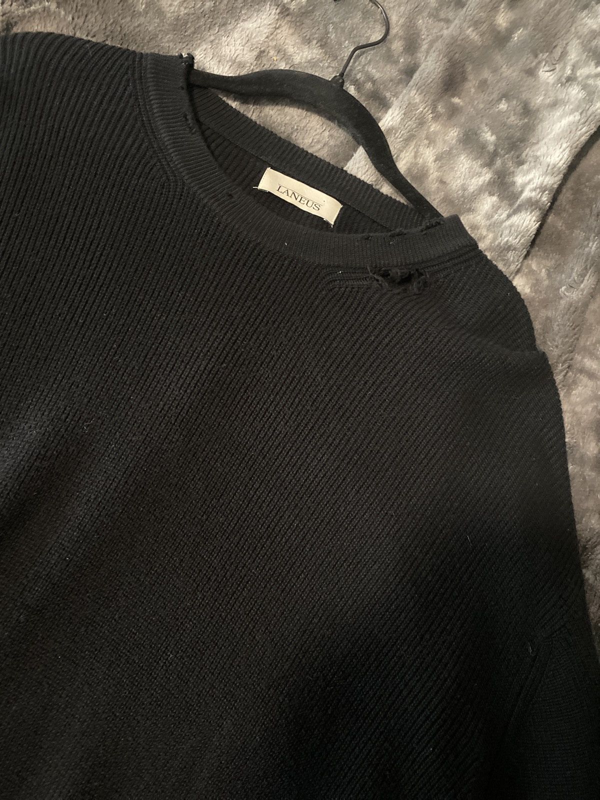 Laneus Made in Italy Laneus Black Distressed Sweater Size XL Size US XL / EU 56 / 4 - 2 Thumbnail