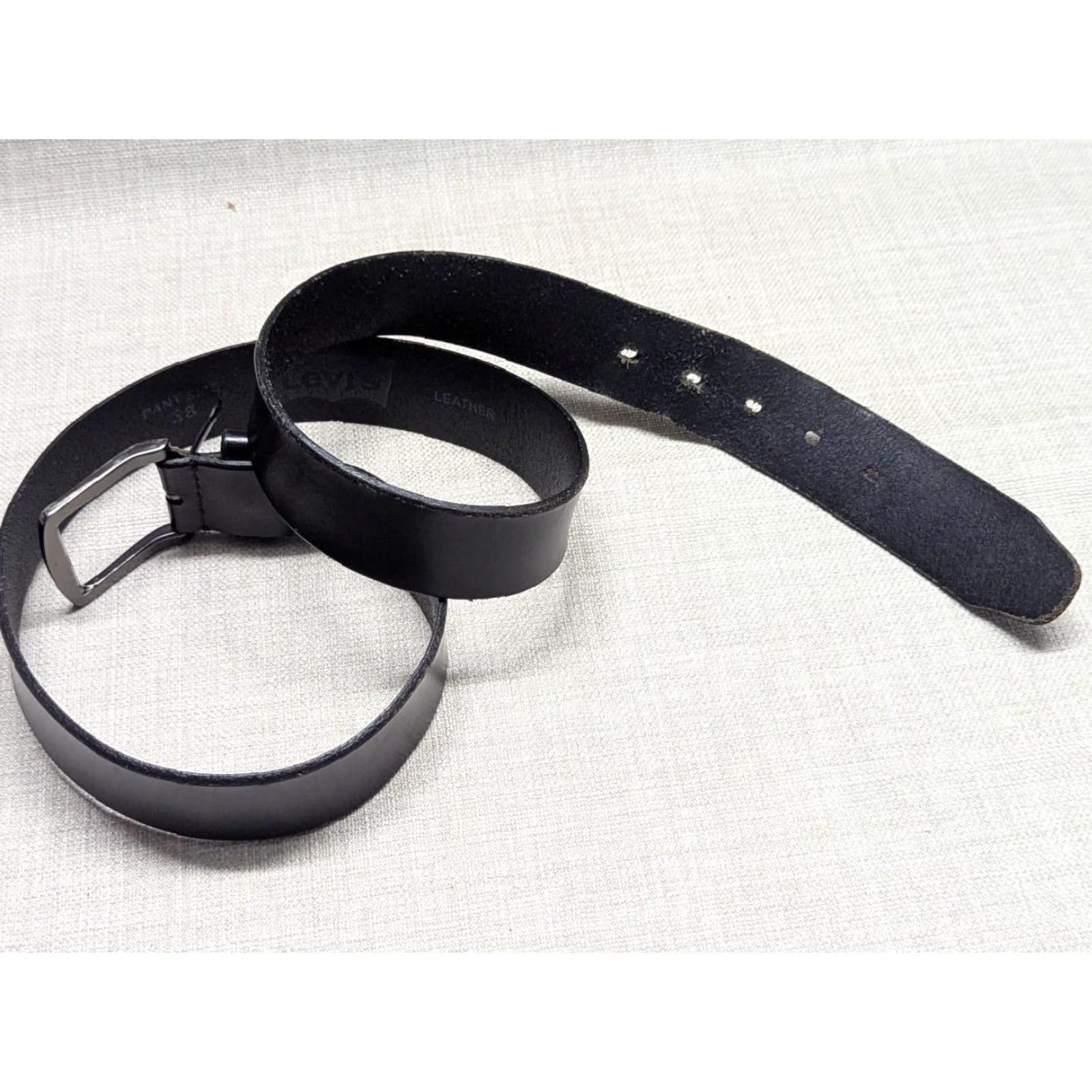 Levi's VINTAGE LEVI'S belt Leather Cowhide 40 black Men Size 40 Size 40 - 2 Thumbnail