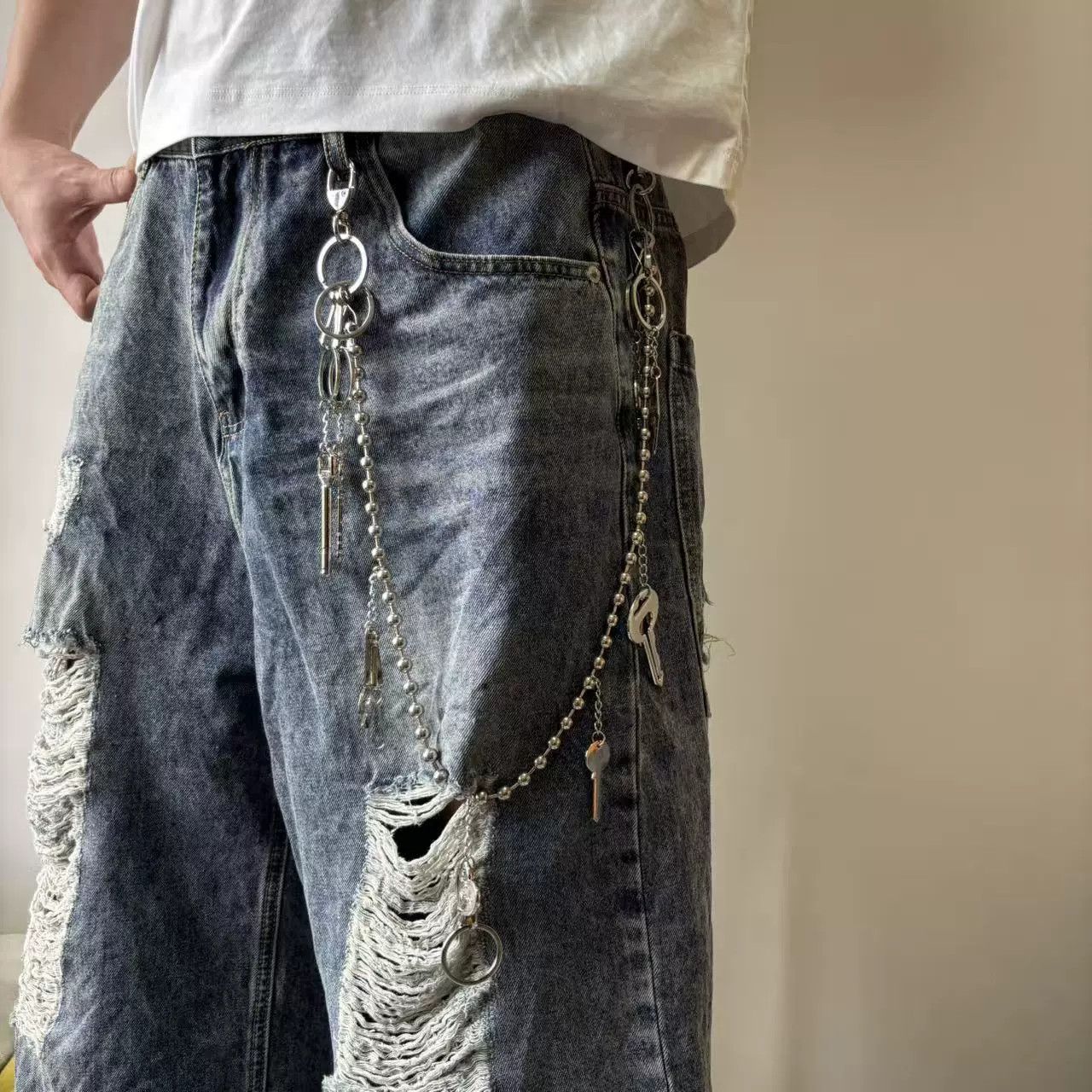 Vintage Retro hip-hop punk style jeans waist chain Size ONE SIZE - 2 Thumbnail
