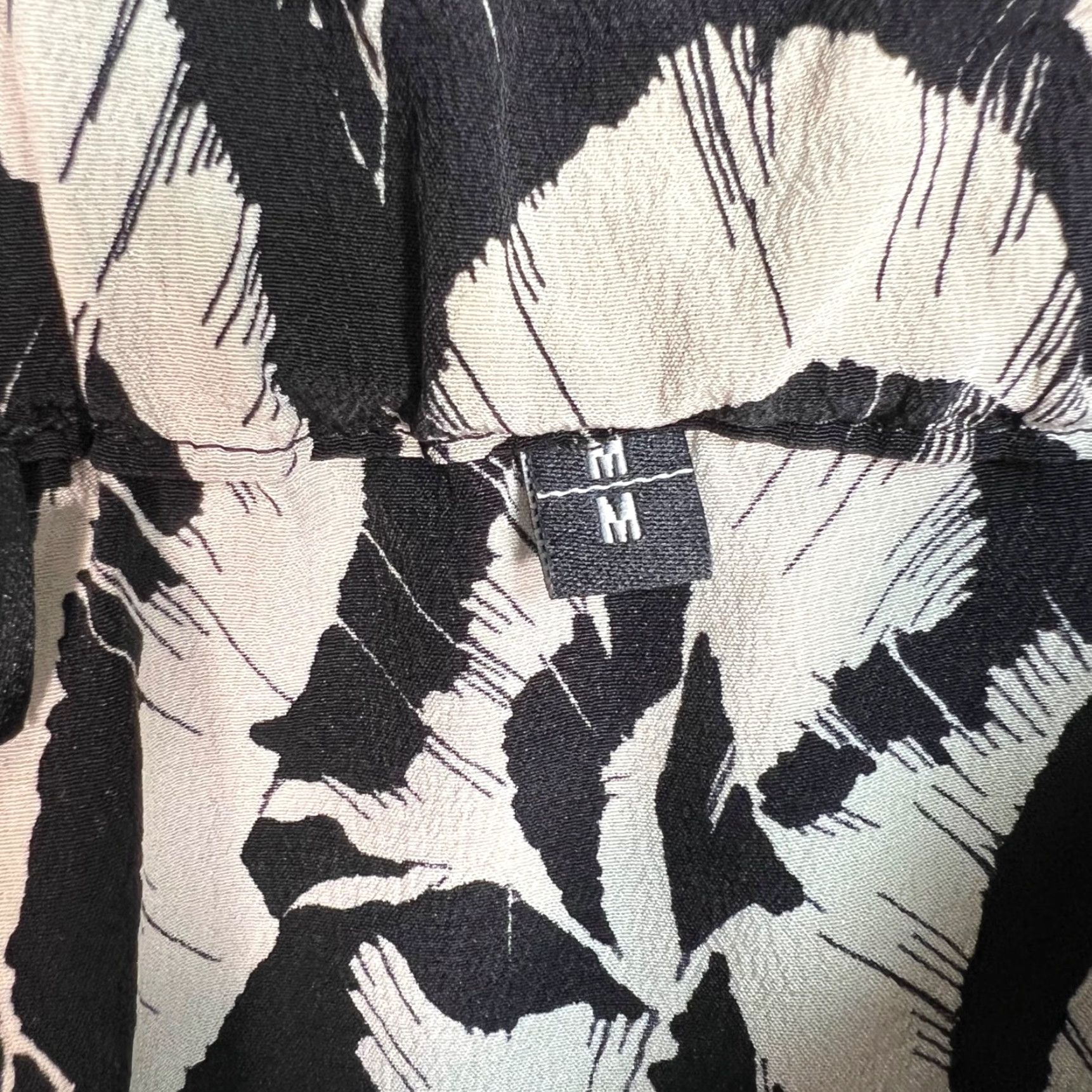The Kooples The Kooples Pants Womens Medium Black Abstract Print Elastic Hem Straight Leg Ankle Inseam 28 in Regular Rise High Front Flat Front Casual Size 32" / US 10 / IT 46 - 4 Thumbnail