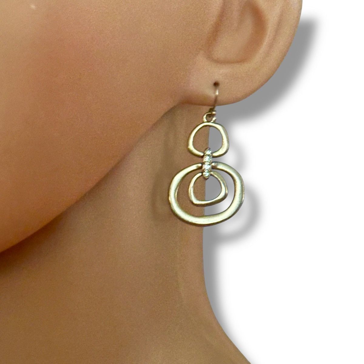 Other Brushed gold rhinestone accent dangle circle earrings Size ONE SIZE - 2 Thumbnail