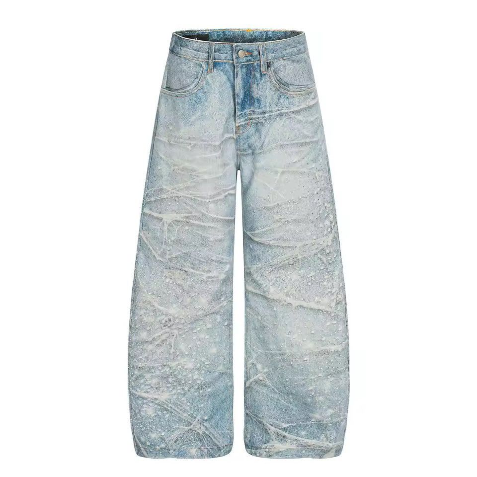 Jean Streetwear Baggy Rhinestone Loose Pants Jeans Size US 32 / EU 48 - 5 Thumbnail