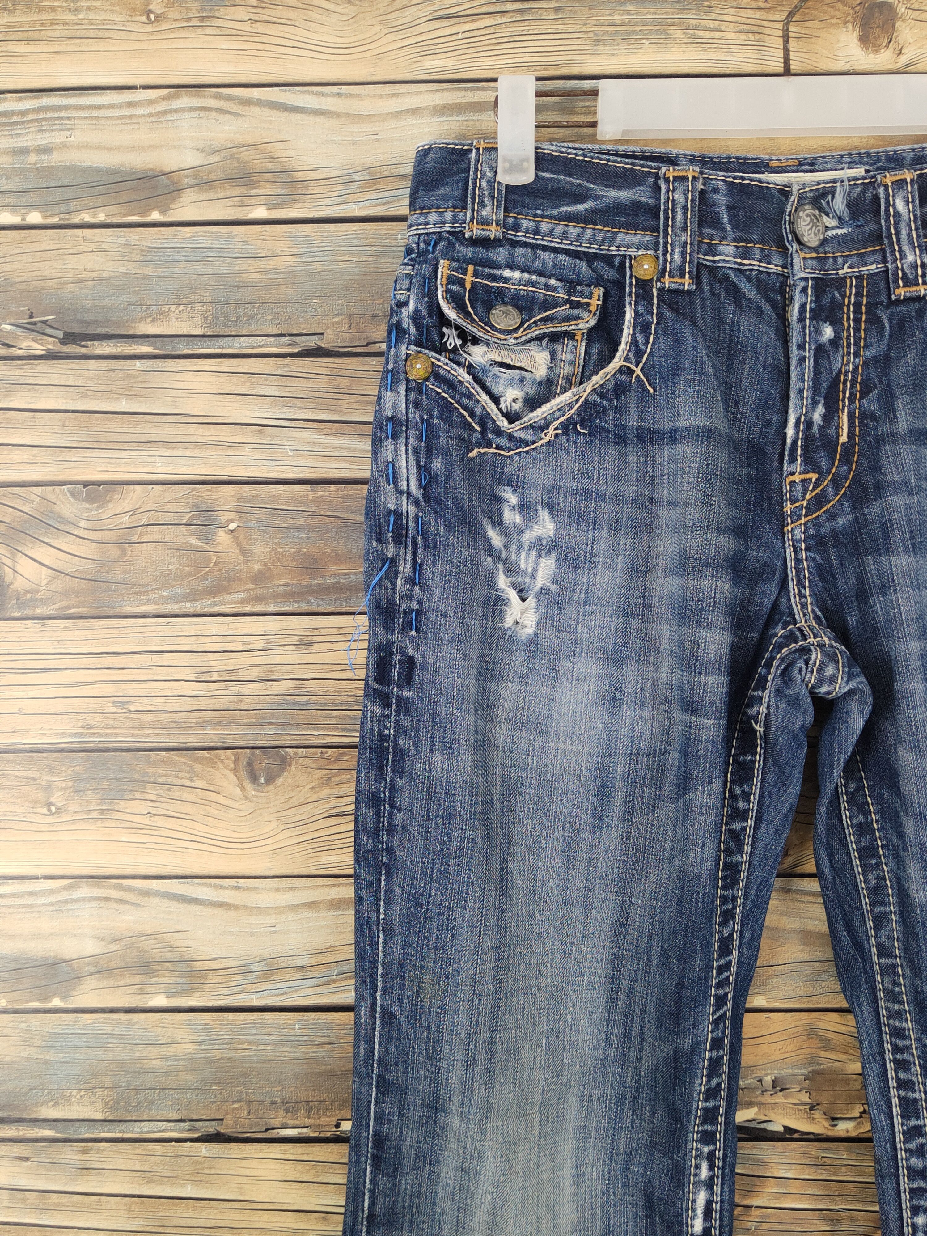 Mek Denim Mek Denim Dark Blue Distressed Ripped Jeans #W1700 Size 30" / US 8 / IT 44 - 3 Thumbnail