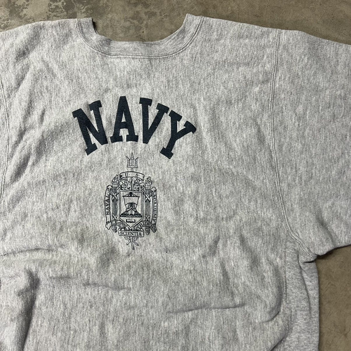 Vintage Vintage 90’s U.S. NAVY 🇺🇸 Reverse-Weave Crewneck Sweater Size US XL / EU 56 / 4 - 2 Thumbnail