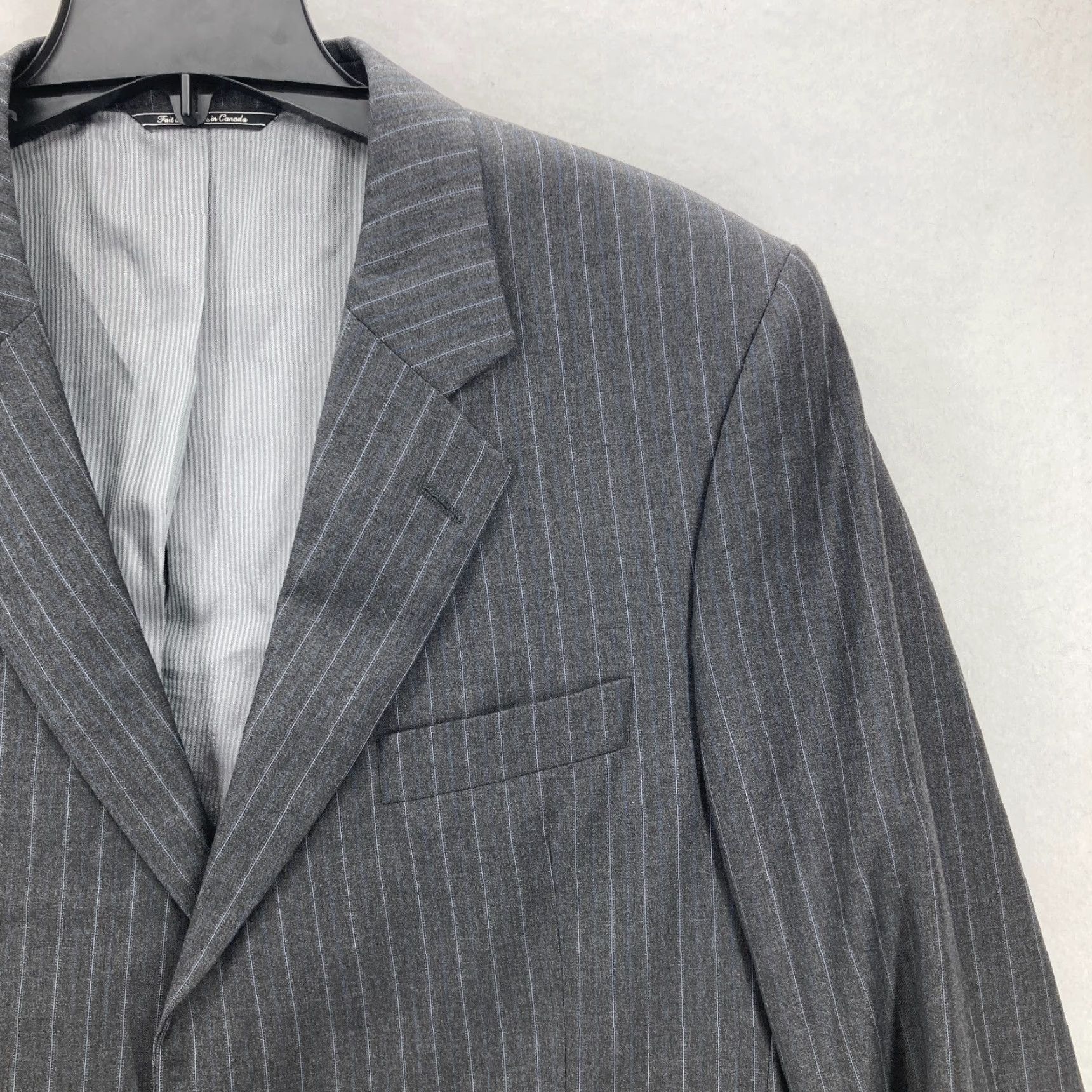 Jack Victor Jack Victor Loro Piana Wool Blazer Mens 44R Gray Striped Blazer Sports Coat Jacket Blazer Mens 44 Regular Gray Striped Size 44R - 3 Thumbnail