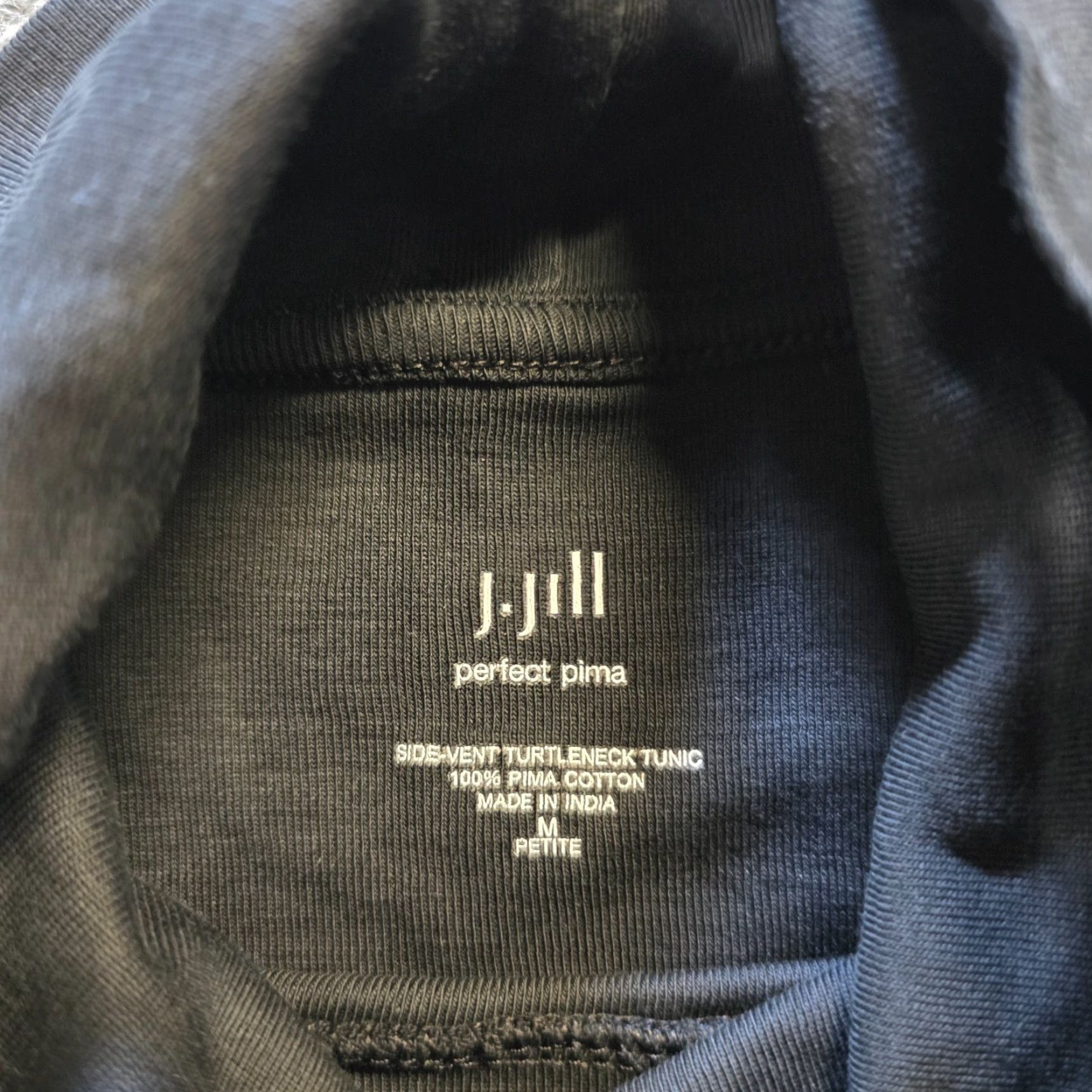 J. Jill J. Jill Top Womens M Petite Gray Side Vent Turtleneck Tunic Pima Casual Shirt Blouse Size M / US 6-8 / IT 42-44 - 4 Thumbnail