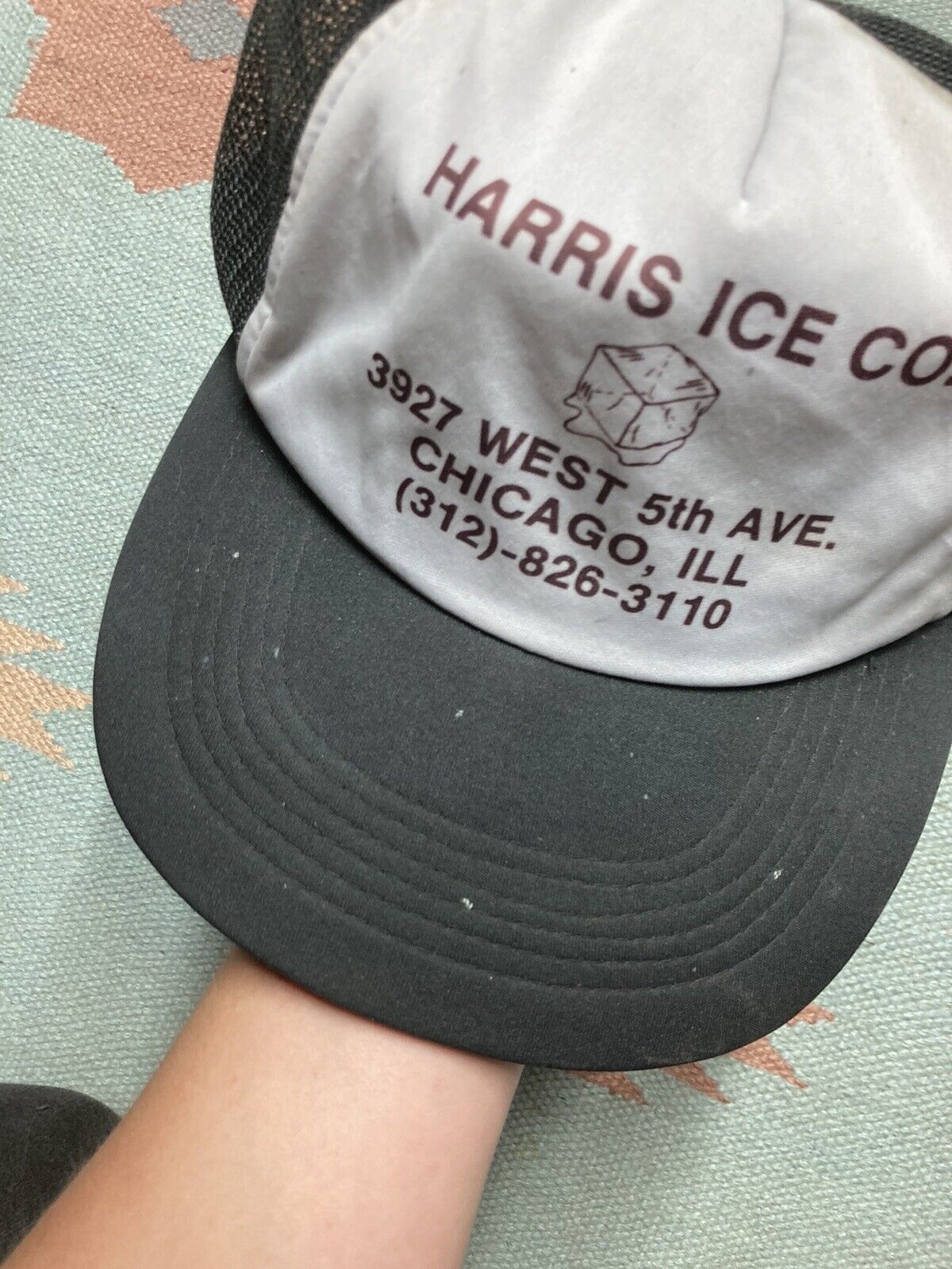 Vintage VTG 90s trucker hat mesh Harris ice co Chicago Illinois Size ONE SIZE - 3 Thumbnail