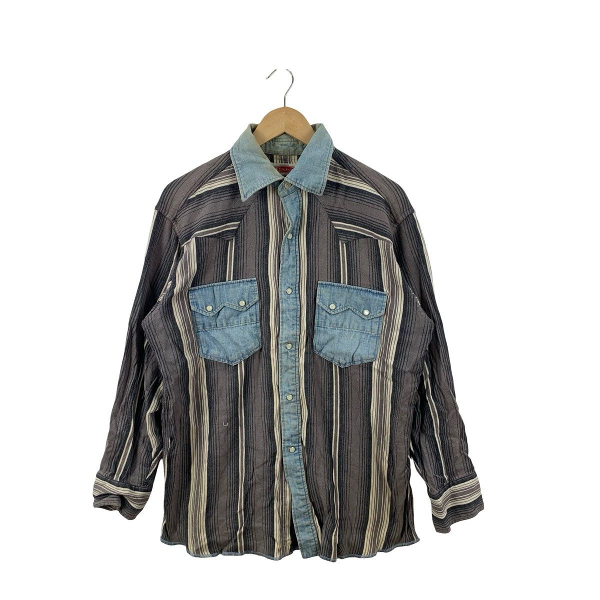 Vintage Vintage PANEL TWO-TONE Patchwork Western Style Button-Up Size US L / EU 52-54 / 3 - 3 Thumbnail