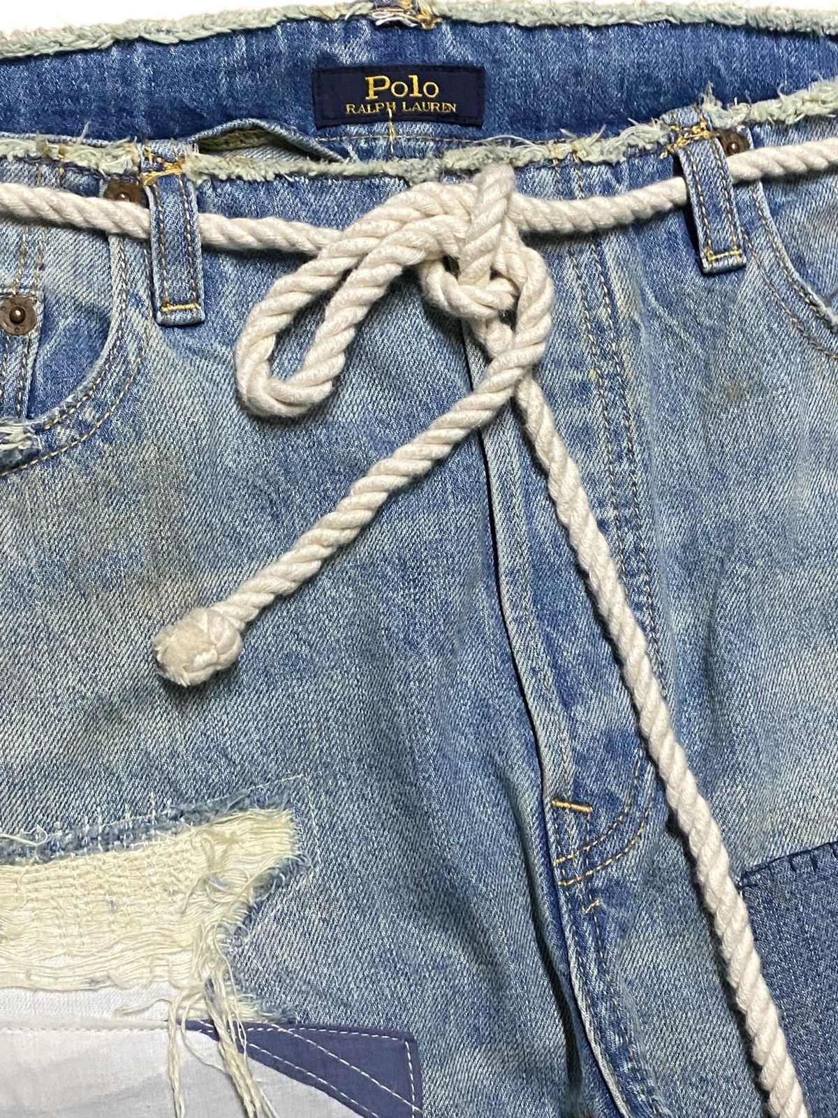 Ralph Lauren Vintage Polo Ralph Laurent Shashiko Boro Lace up Belt Jeans Size US 32 / EU 48 - 13 Thumbnail