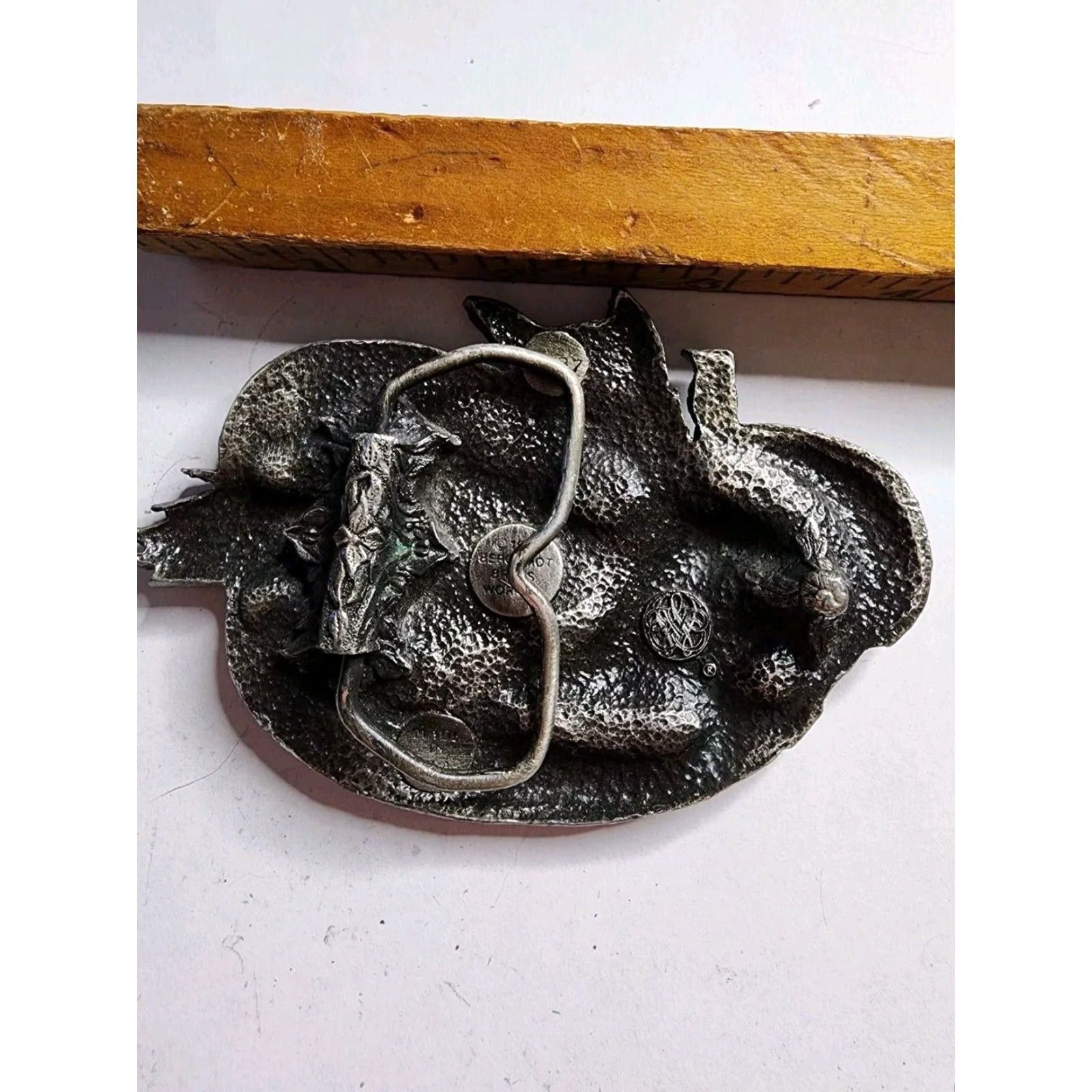Vintage VINTAGE Bergamot Brass Works American Eagle Live to Ride Biker Belt Buckle 1980s Silver Mens Size ONE SIZE - 2 Thumbnail