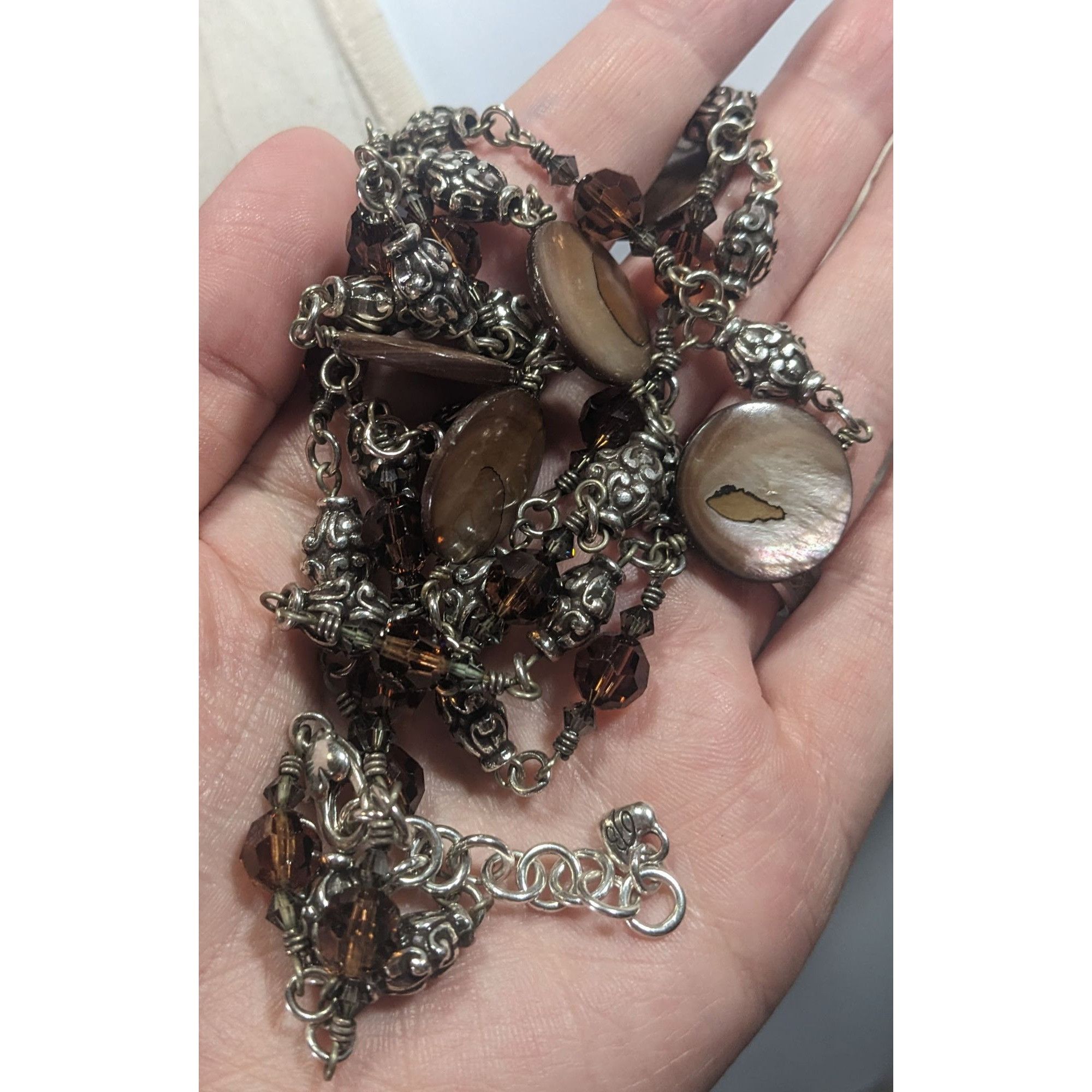Brighton Brighton Utopia Brown Shell And Glass Beaded Silver Tone Nec Size ONE SIZE - 5 Thumbnail