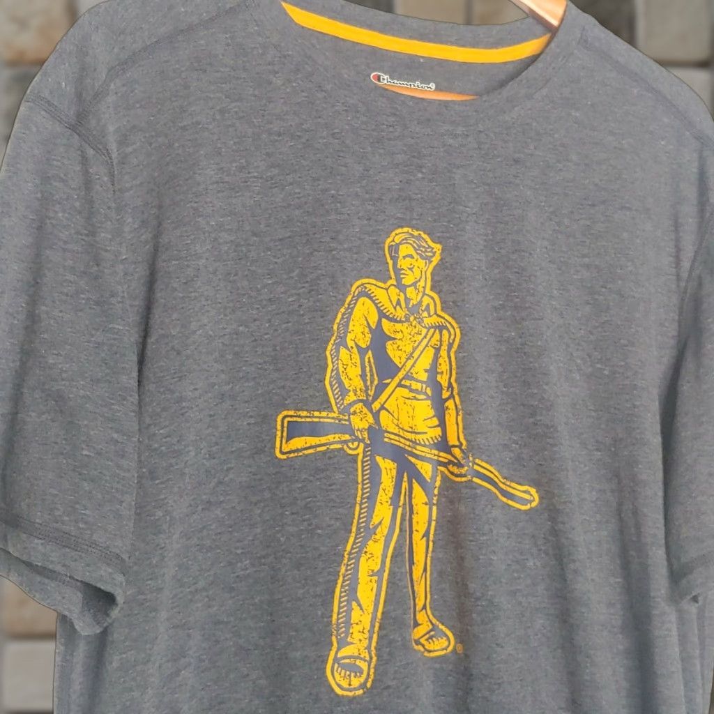 Champion WVU Mountaineers Champion Shirt Large Navy West Virginia University College NCAA Men T-Shirt Crew Neck Short Sleeve Regular Cotton Blend Vintage: No Size US L / EU 52-54 / 3 - 1 Thumbnail