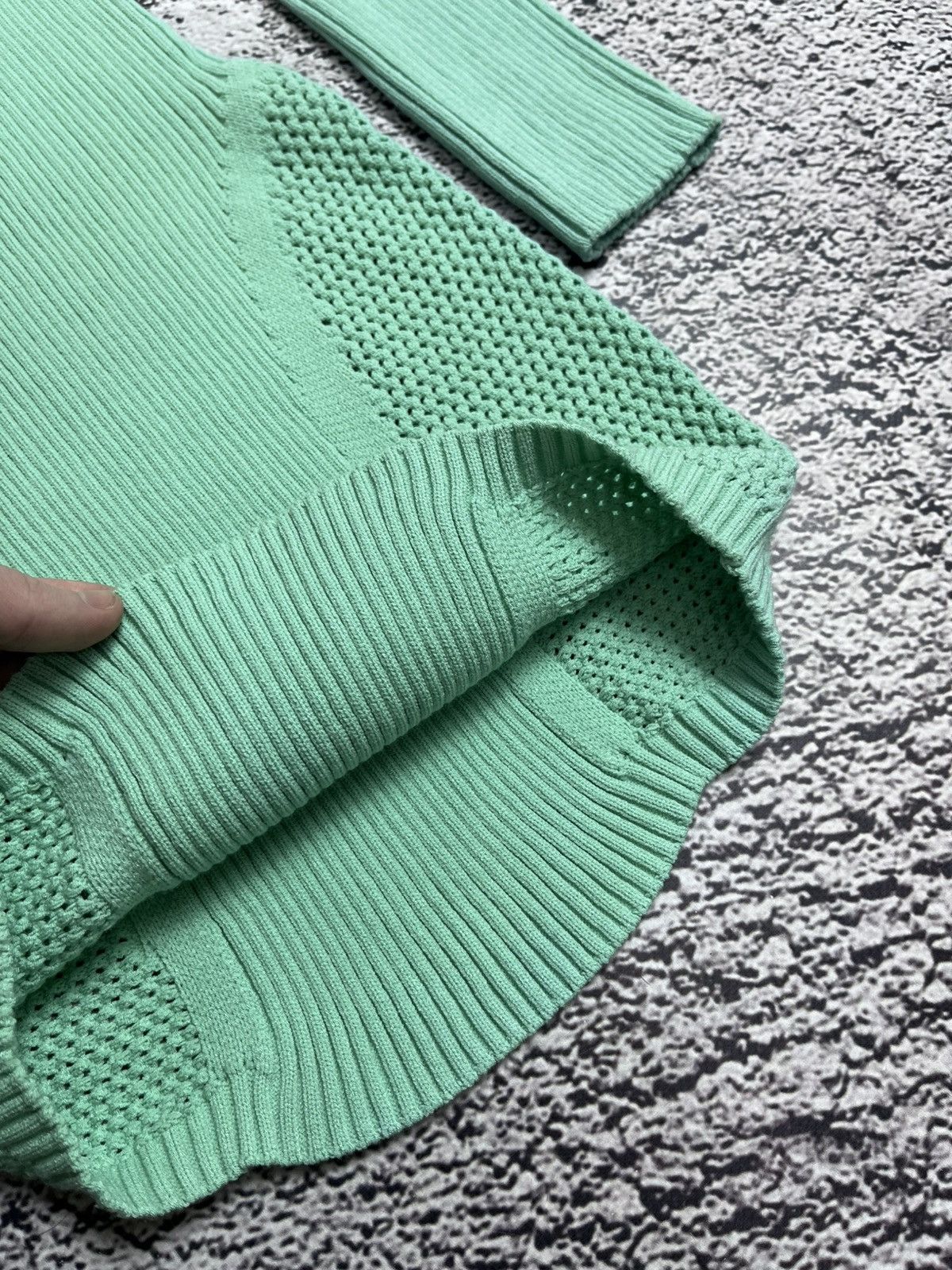 Roberto Cavalli Just Cavalli Mint Ribbed Knit Bodycon Dress Mesh Panels Size XS / US 0-2 / IT 36-38 - 6 Thumbnail
