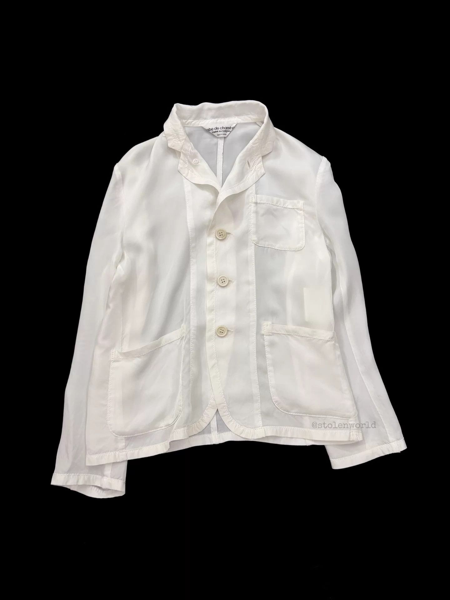 Comme des Garcons Comme des Garçons Cupro White Blazer Collar Versatile Size ONE SIZE - 3 Thumbnail
