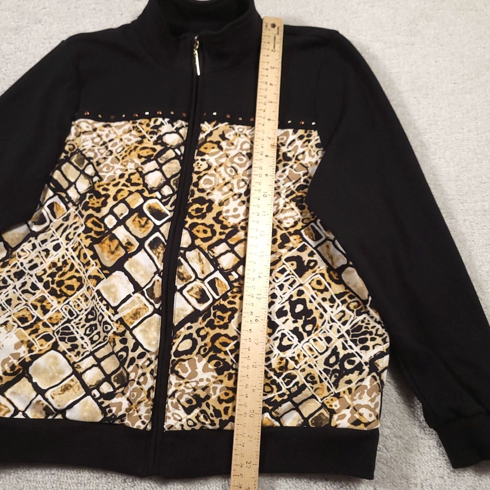 Vintage Alfred Dunner Black Zip Up Jacket Blazer Size 6P Animal Print Jacket Womens Size M / US 6-8 / IT 42-44 - 5 Thumbnail