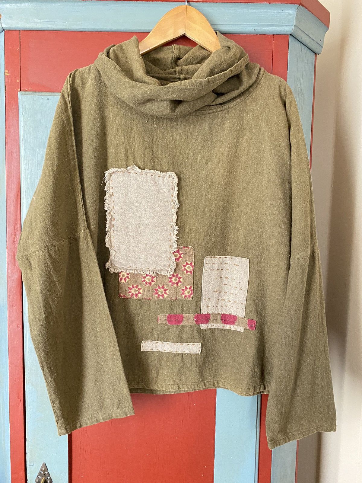 Japanese Brand OIL TYCOON Floral Olive Cotton Shirt with Patchwork Size M / US 6-8 / IT 42-44 - 13 Thumbnail