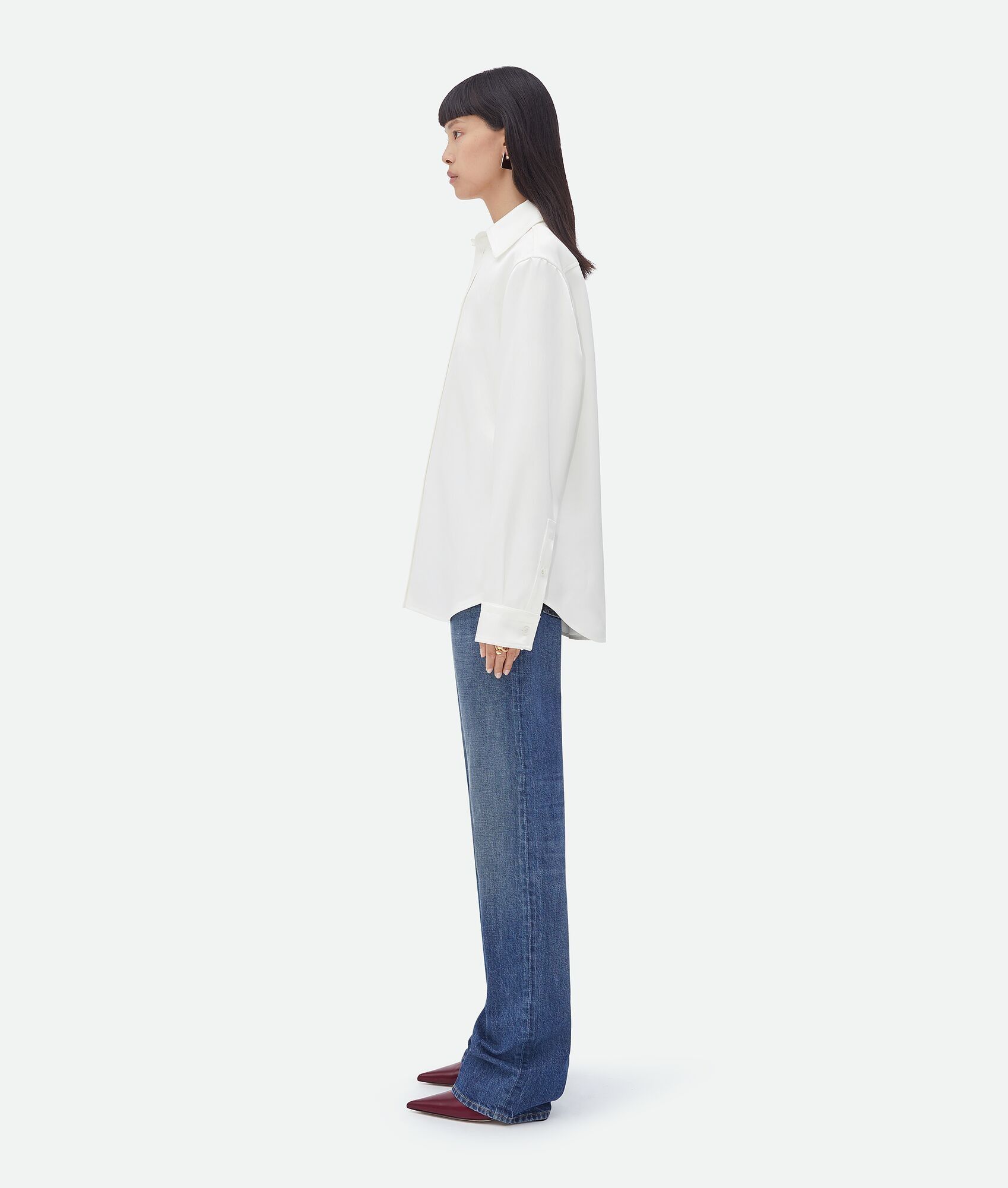 Bottega Veneta o1bcso1str0725 Silk Twill Shirt in White Size M / US 6-8 / IT 42-44 - 2 Thumbnail