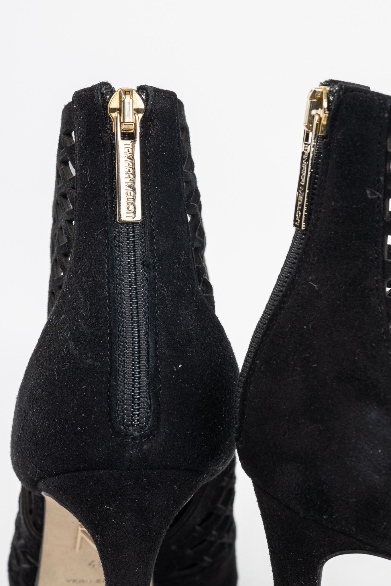 Tamara Mellon Tamara Mellon Femme Black Laser-Cut Suede Booties Size US 9.5 / IT 39.5 - 9 Thumbnail