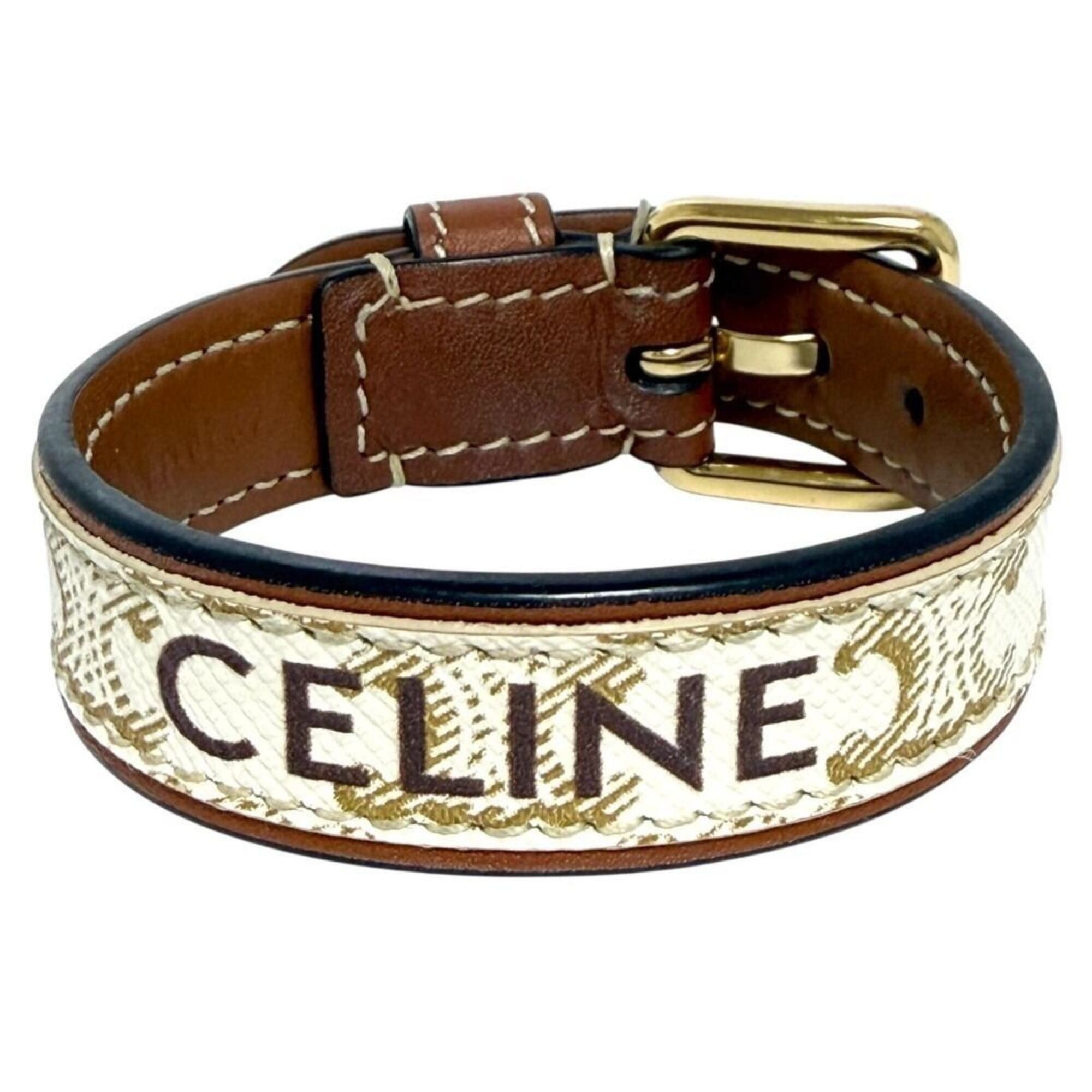 Celine Celine Women's Leather Bracelet, Triomphe, 13.5-15.5cm Size ONE SIZE - 1 Thumbnail