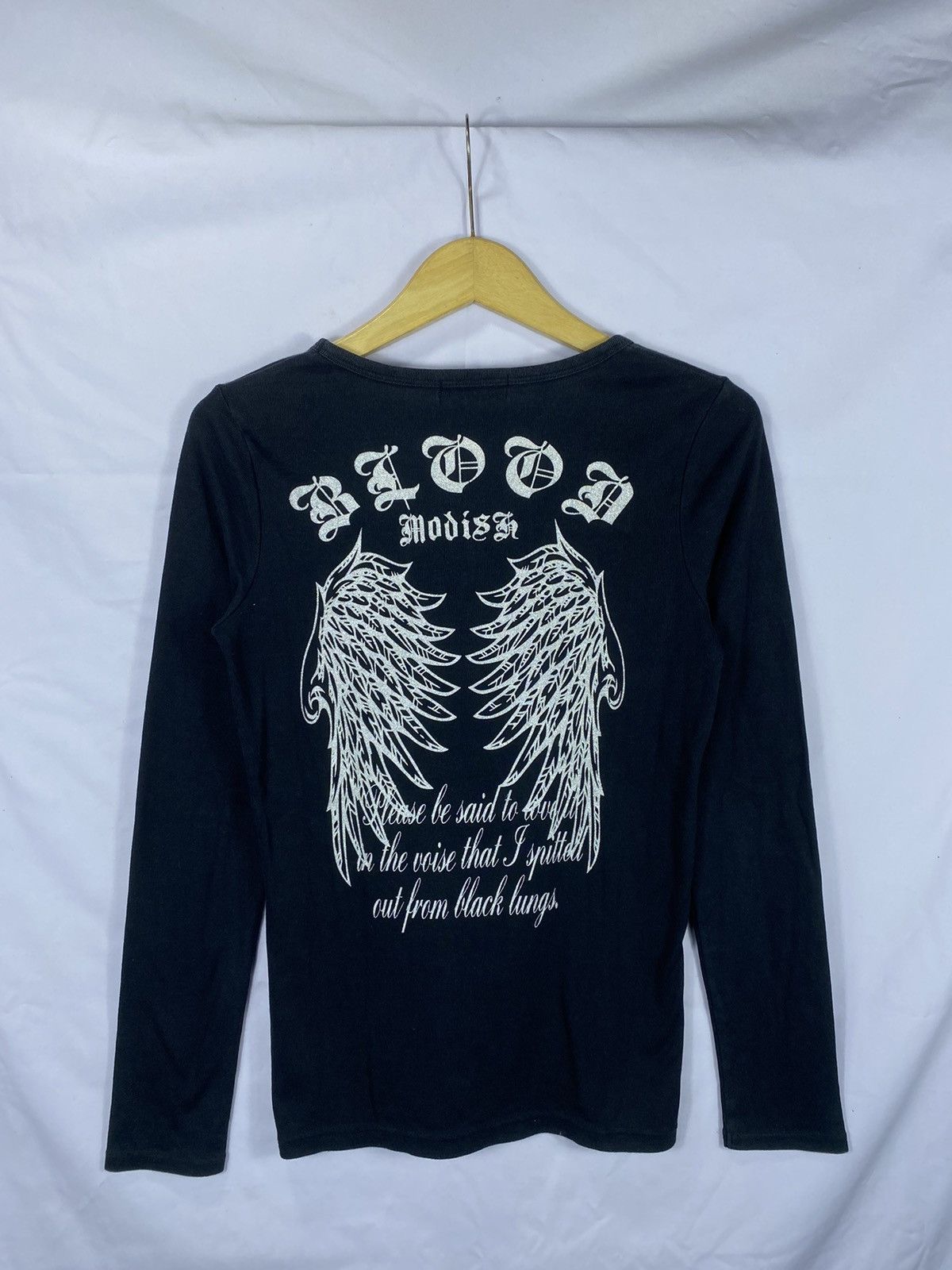 20471120 Blue Strive poem ghotic punk style long slevee Size US L / EU 52-54 / 3 - 2 Thumbnail