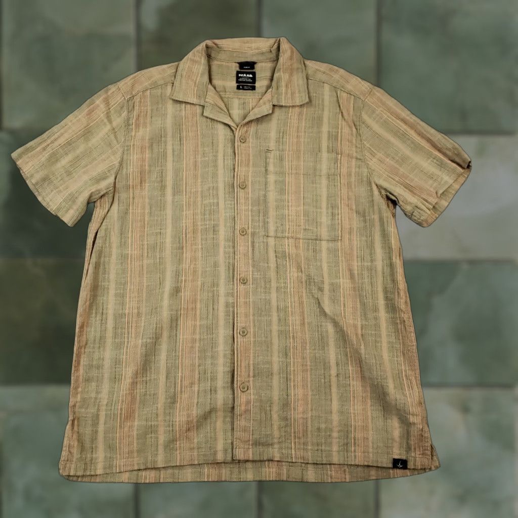 Prana prAna Slim Fit Button-Up Shirt Mens Large Brown Pink Striped Casual Workwear Size US L / EU 52-54 / 3 - 1 Thumbnail