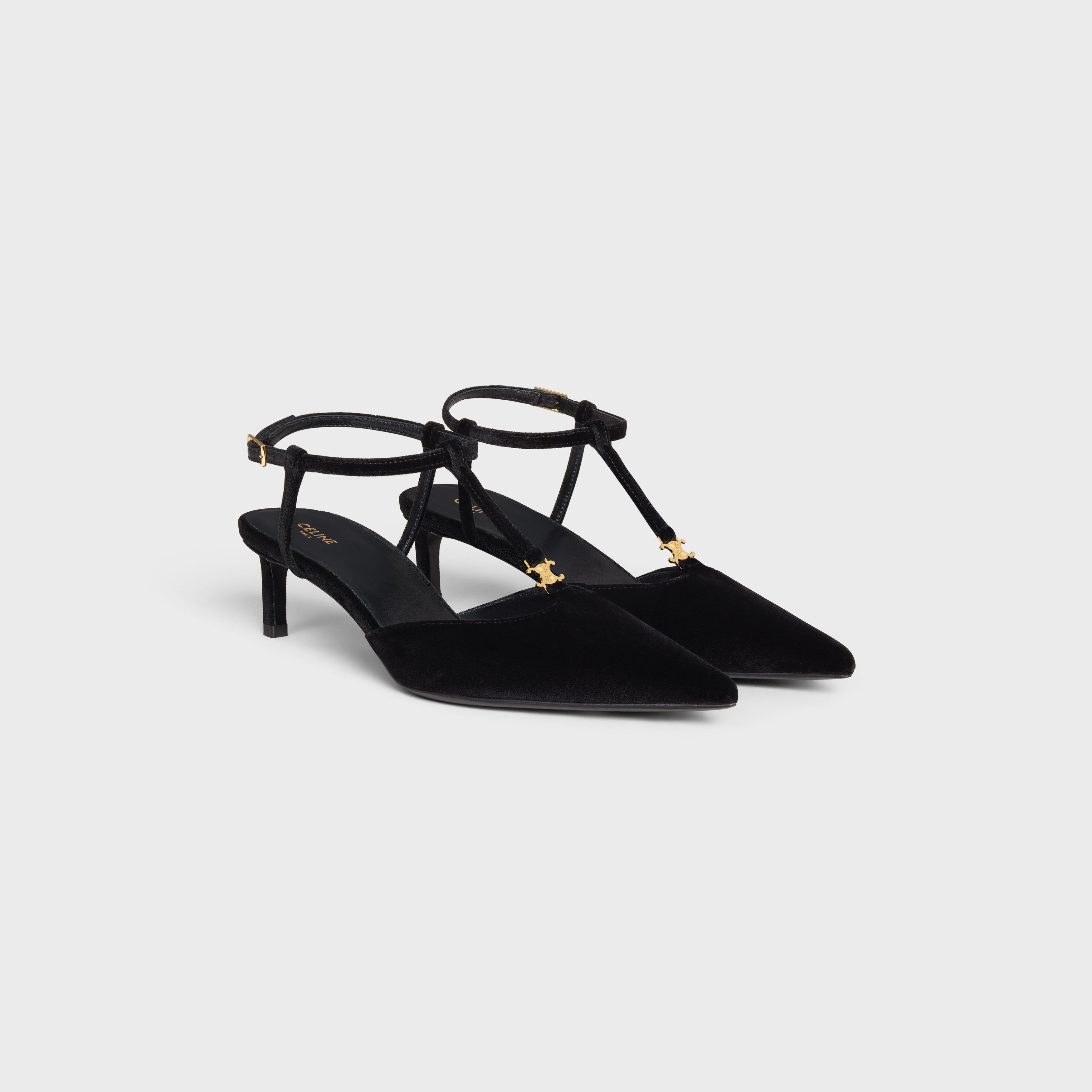 Celine o1bcso1str0925 352192175C Kitten T Bar Strap Pumps in Black Size US 6 / IT 36 - 2 Thumbnail