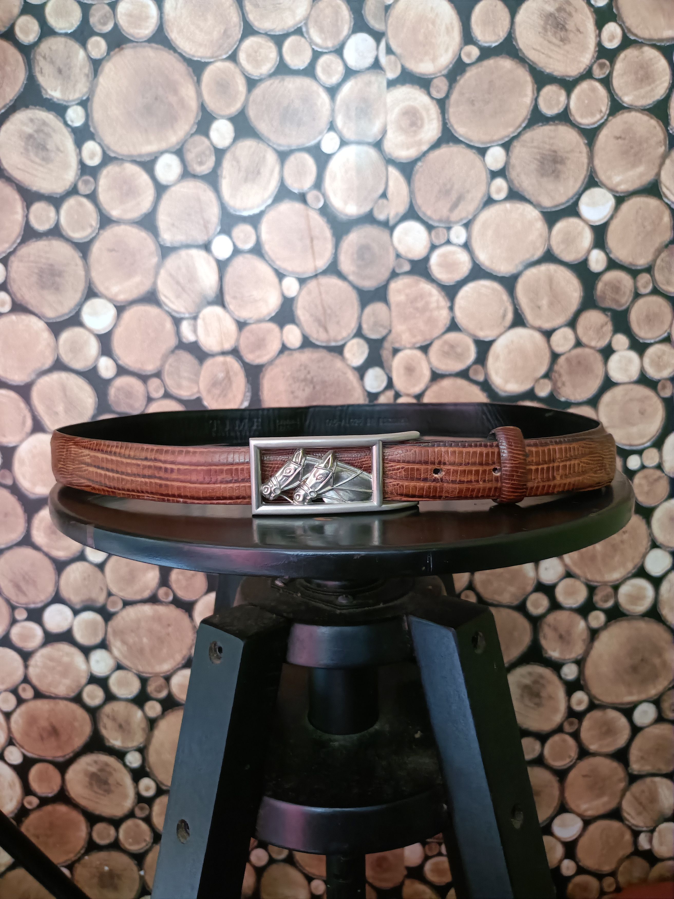 Leather Vintage Time postmodern horse buckle leather belt Size ONE SIZE - 5 Thumbnail