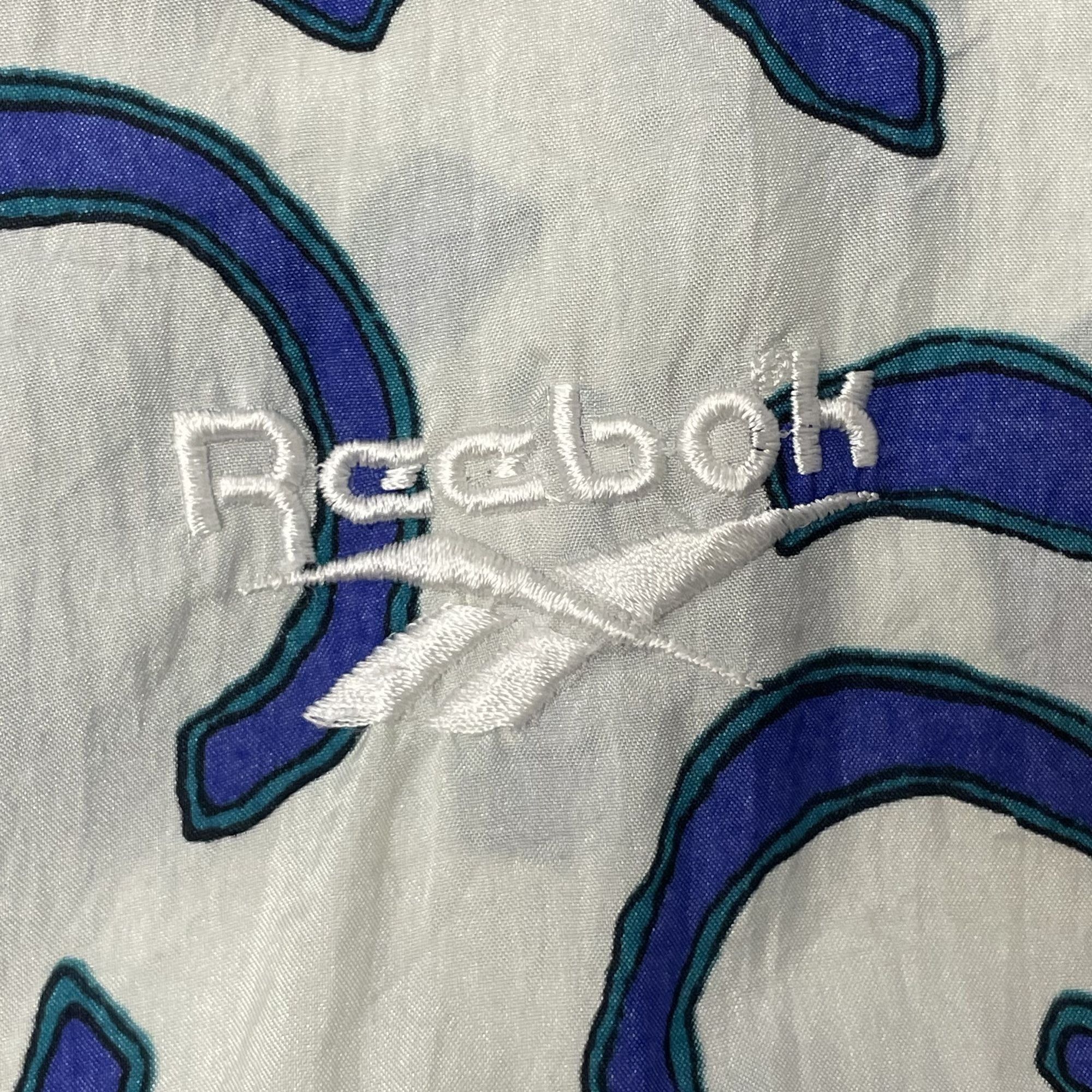Reebok Vtg REEBOK White PURPLE Abstract NYLON Windbreaker Size L / US 10 / IT 46 - 7 Thumbnail