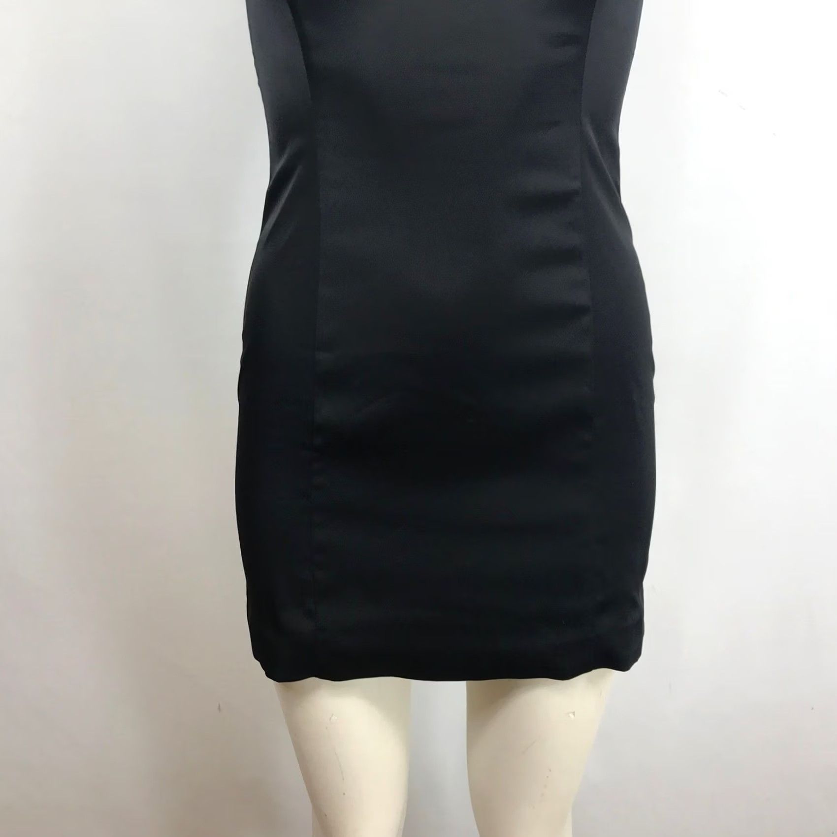 Vintage Sunday Best Aritzia Black Satin Square Neck Mini Bodycon Dress Size 2 90s Rock Party Cocktail Formal Sleeveless Zip Back Womens Size XS / US 0-2 / IT 36-38 - 3 Thumbnail