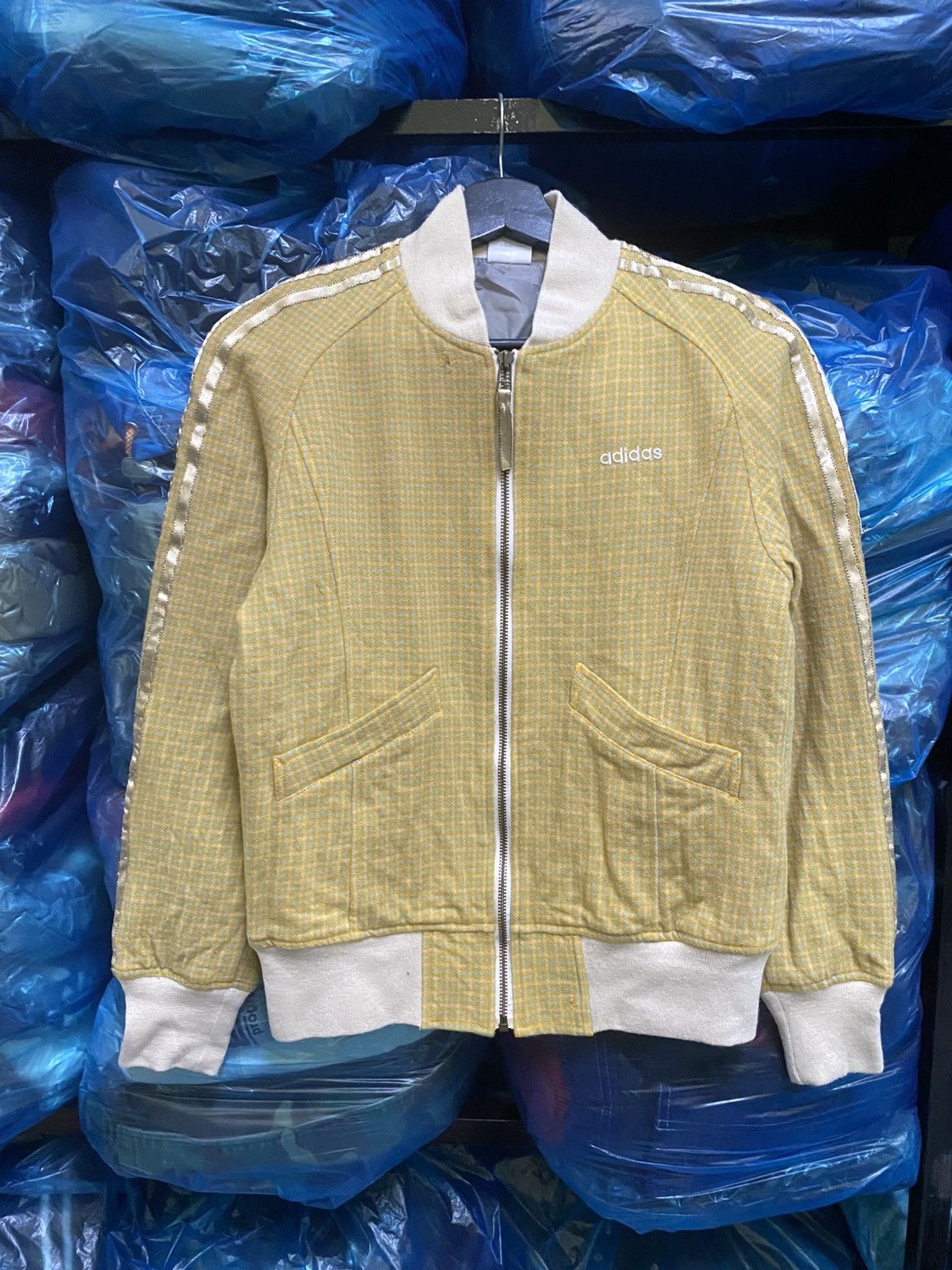 Adidas Vintage Adidas Sample Yellow Houndstooth Track Jacket Size US XS / EU 42 / 0 - 2 Thumbnail