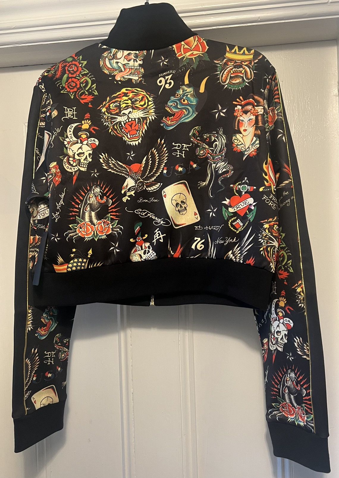 Ed Hardy Authentic Ed Hardy Shrunken Flashboard Black Track Jacket L Size L / US 10 / IT 46 - 5 Thumbnail