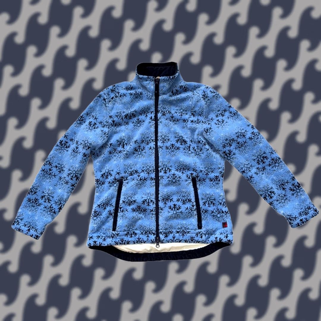 Vintage Woolrich Women's Small Blue Fleece Jacket Coat Corduroy Trim Snowflake Pattern, Blue, Jacket, Woolrich, Snowflake, Small, Womens, Winter Size S / US 4 / IT 40 - 1 Thumbnail