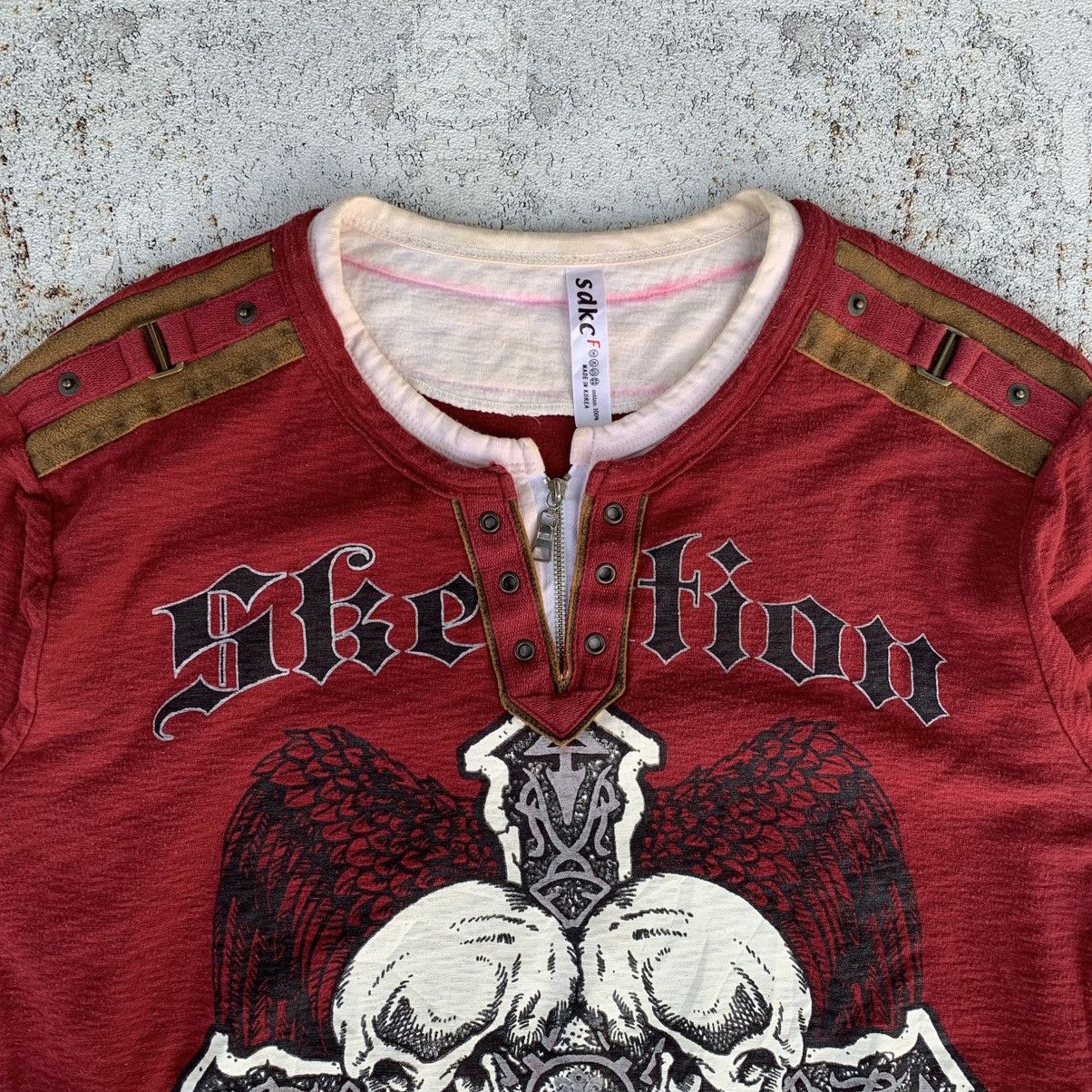If Six Was Nine × Japanese Brand × Le Grande Bleu (L.G.B.) Y2K Affliction Style☠️Cross Skull☠️Longsleeve Tshirt Size US M / EU 48-50 / 2 - 2 Thumbnail