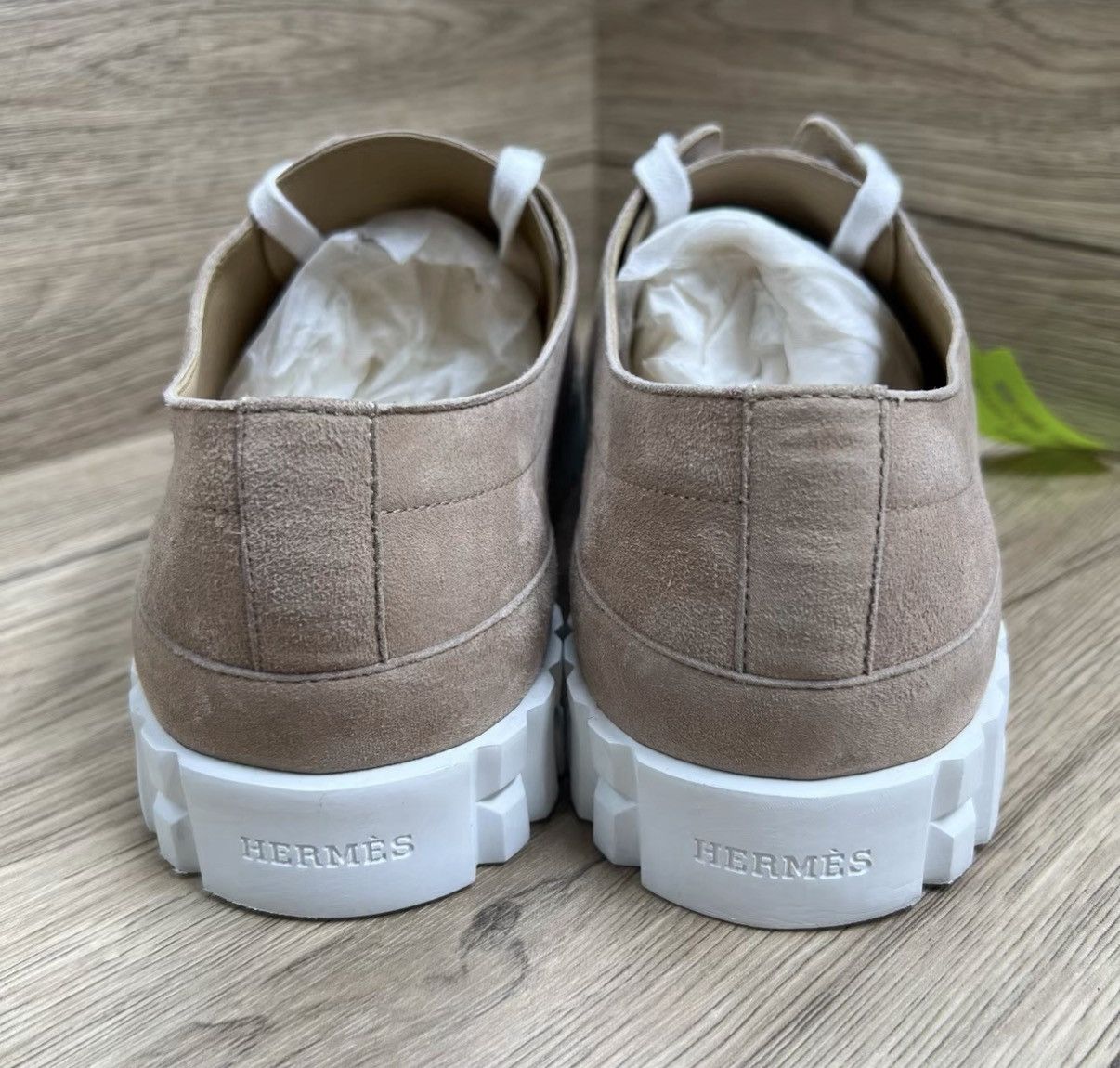 Hermes Hermès Cross White Khaki Biscuit Sneakers J41 Size US 9.5 / EU 42-43 - 5 Thumbnail