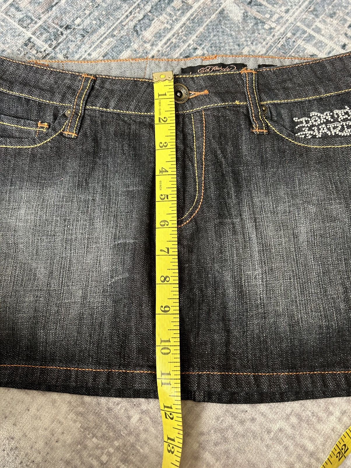 Ed Hardy Ed Hardy Rhinestone Jeans Skirt Size 33" - 16 Thumbnail