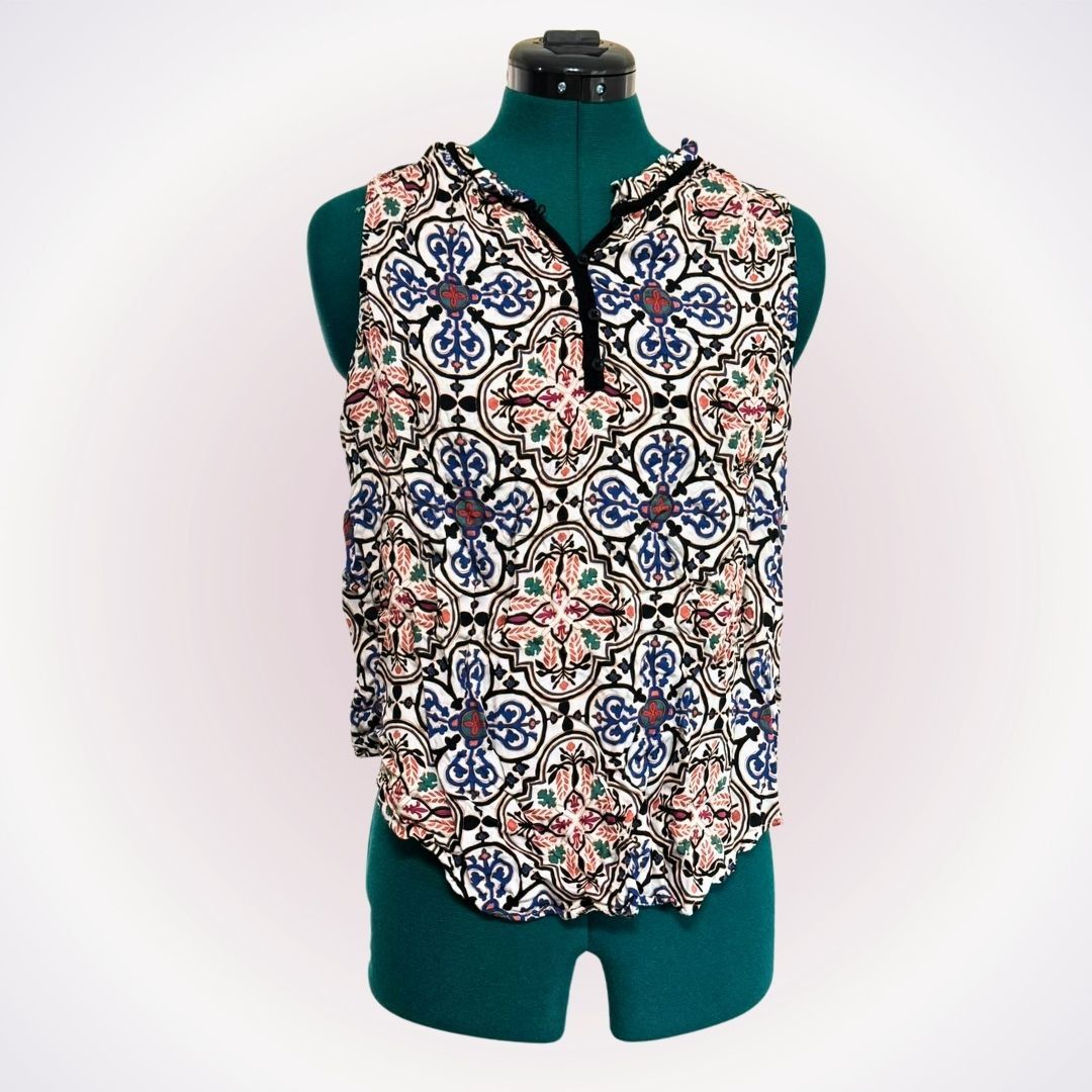 Other Knox Rose Tile Print Sleeveless Blouse | Sz M Size M / US 6-8 / IT 42-44 - 1 Thumbnail