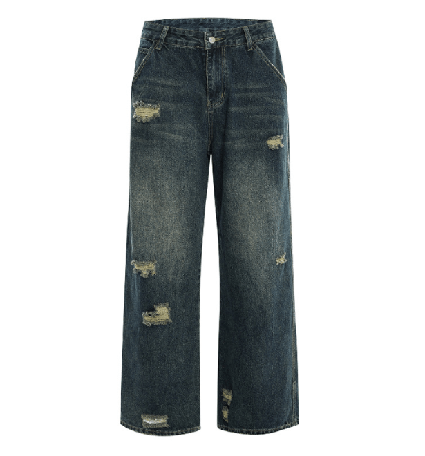 Japanese Brand × Jean Retro straight washed casual ripped jeans Size US 32 / EU 48 - 1 Thumbnail